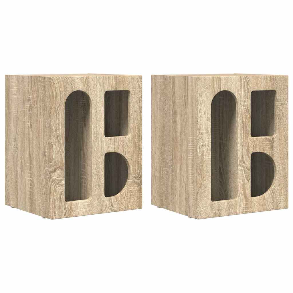 Sengebord 2 pcs Sonoma eg 40 x 35 x 50 cm Konstrueret træ
