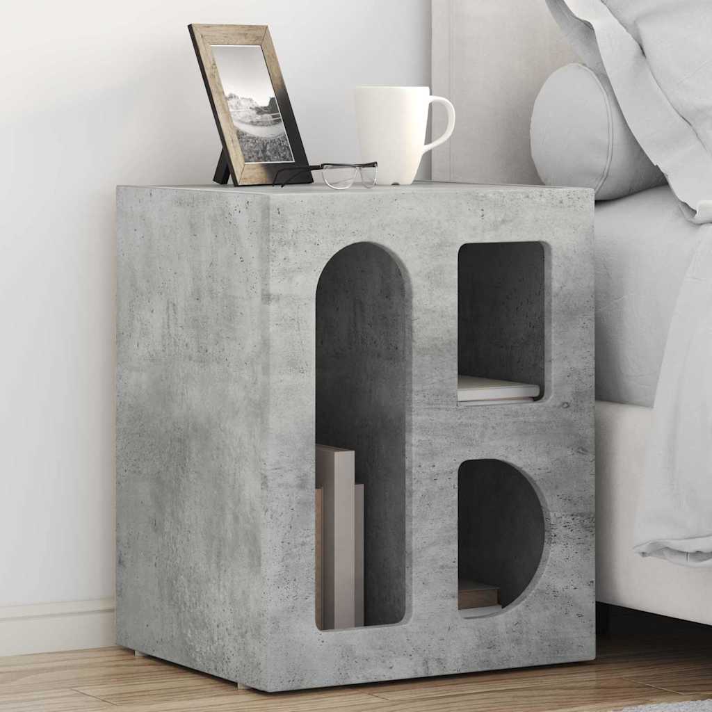 Sengebord ELST 2 stk. Beton Grå 40 x 35 x 50 cm Konstrueret træ billede