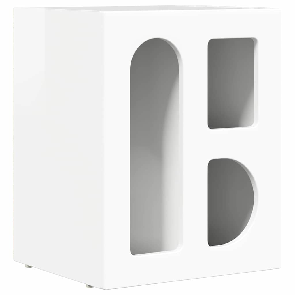 Sengebord Høj gloss hvid 40 x 35 x 50 cm Konstrueret træ