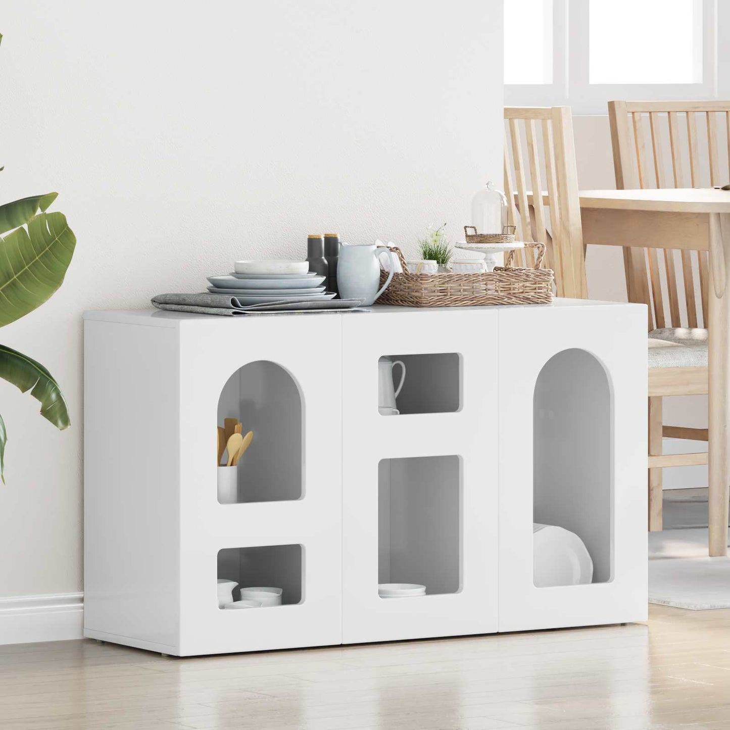 Sideboard ELST Høj gloss hvid 100 x 35 x 59 cm Konstrueret træ