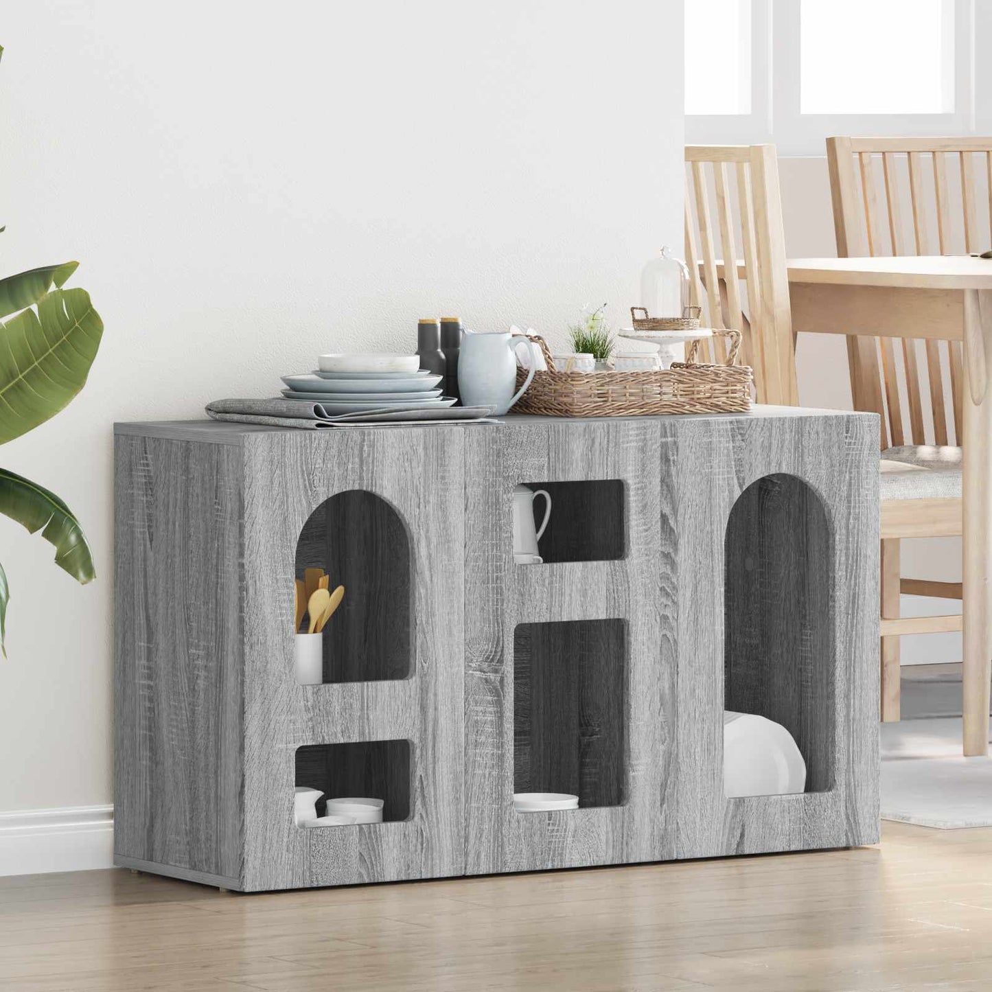 Sideboard ELST Grå Sonoma 100 x 35 x 59 cm Konstrueret træ