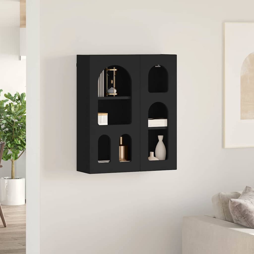 Hængeskab med hylde ELST Sort 59 x 20 x 71,5 cm Konstrueret træ