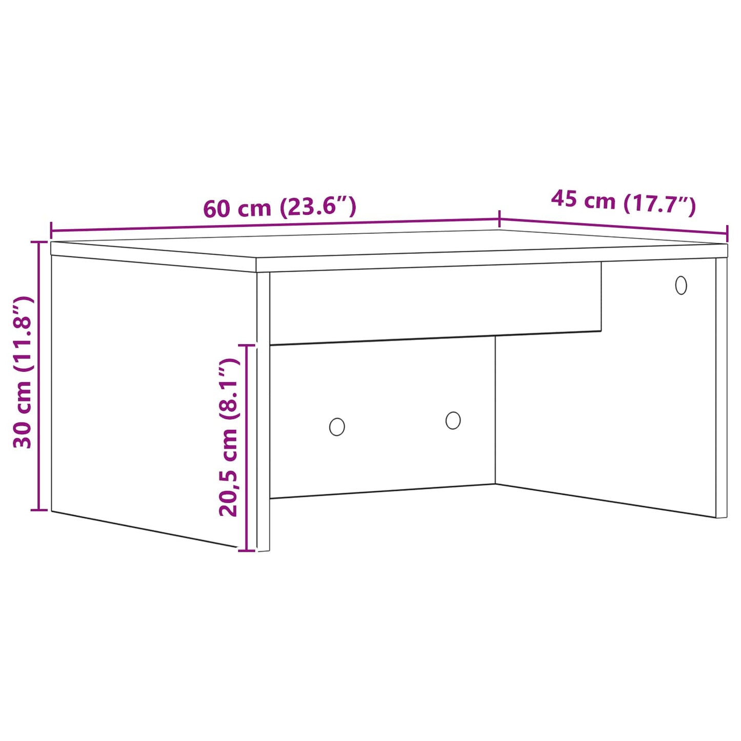 Væghængt skrivebord Røget eg 60 x 45 x 30 cm Konstrueret træ