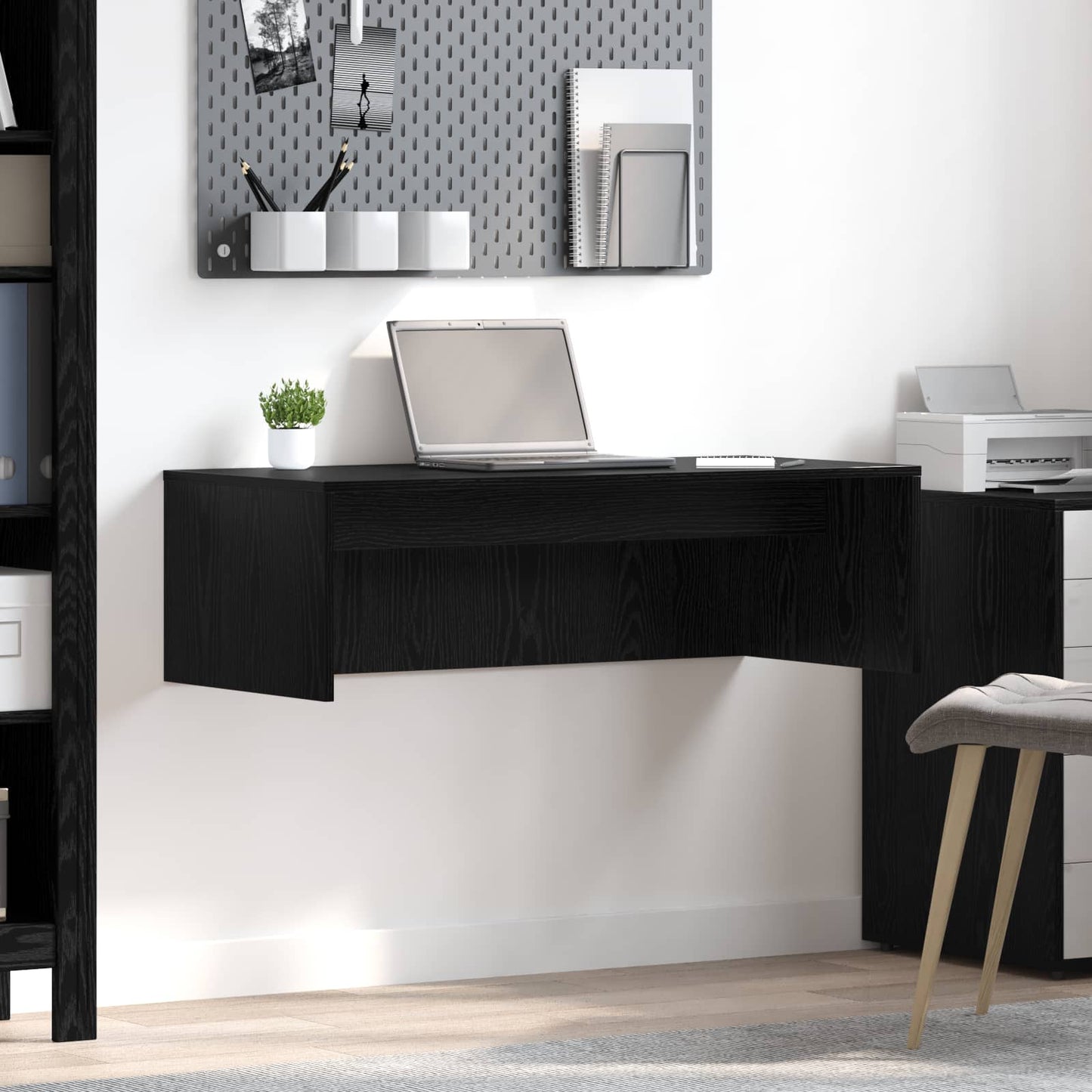 Væghængt skrivebord Sort eg 100 x 45 x 30 cm Konstrueret træ