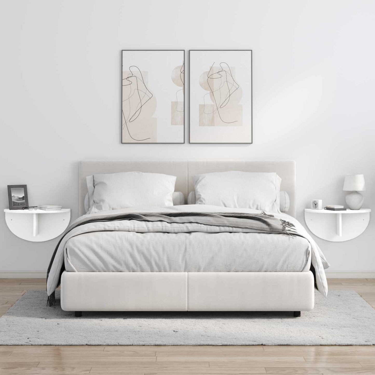 Væghylde Vægmonteret 2 pcs Hvid 48 x 24 x 24 cm Konstrueret træ