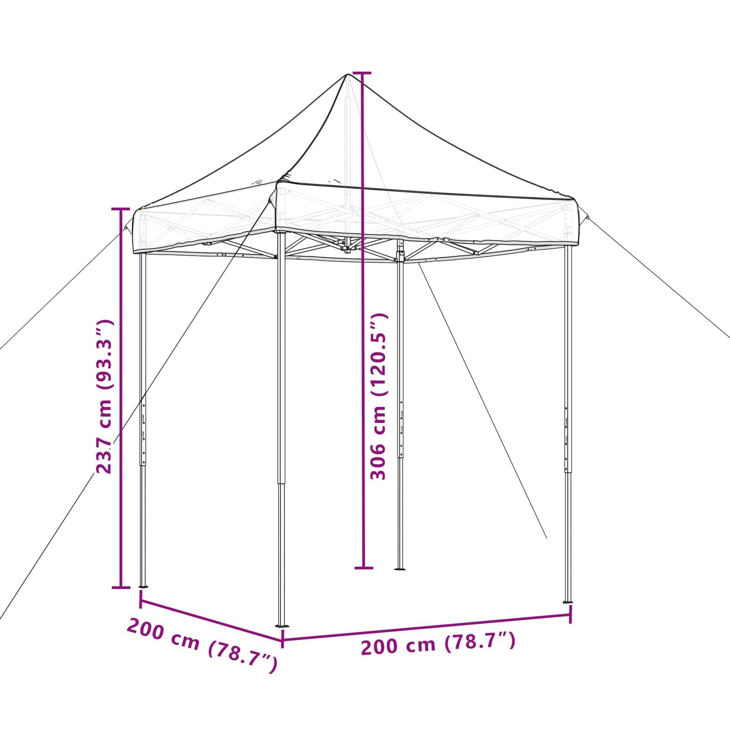 Party Tent 200 x 200 x 306 cm Beige Oxford stof