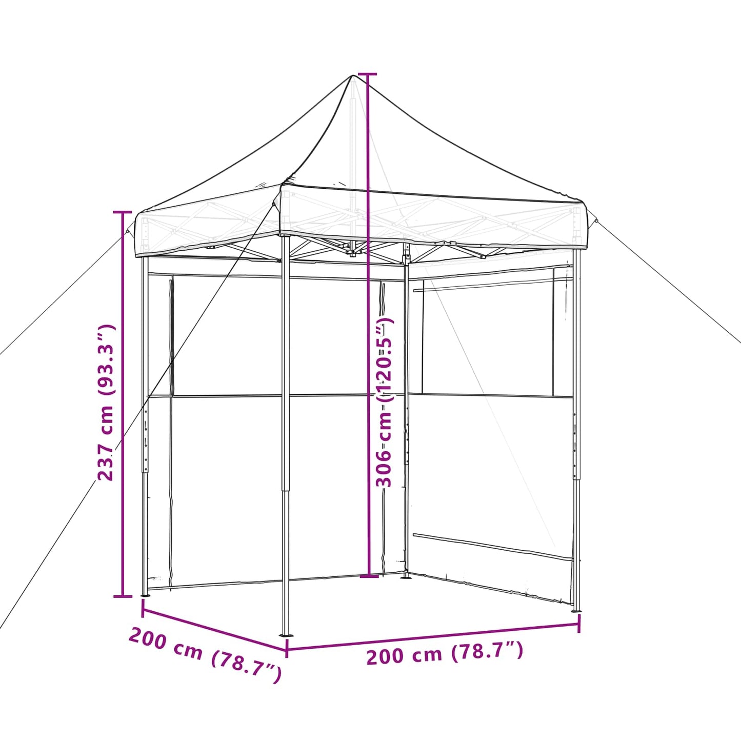 Party Tent 200 x 200 x 306 cm Beige Oxford stof