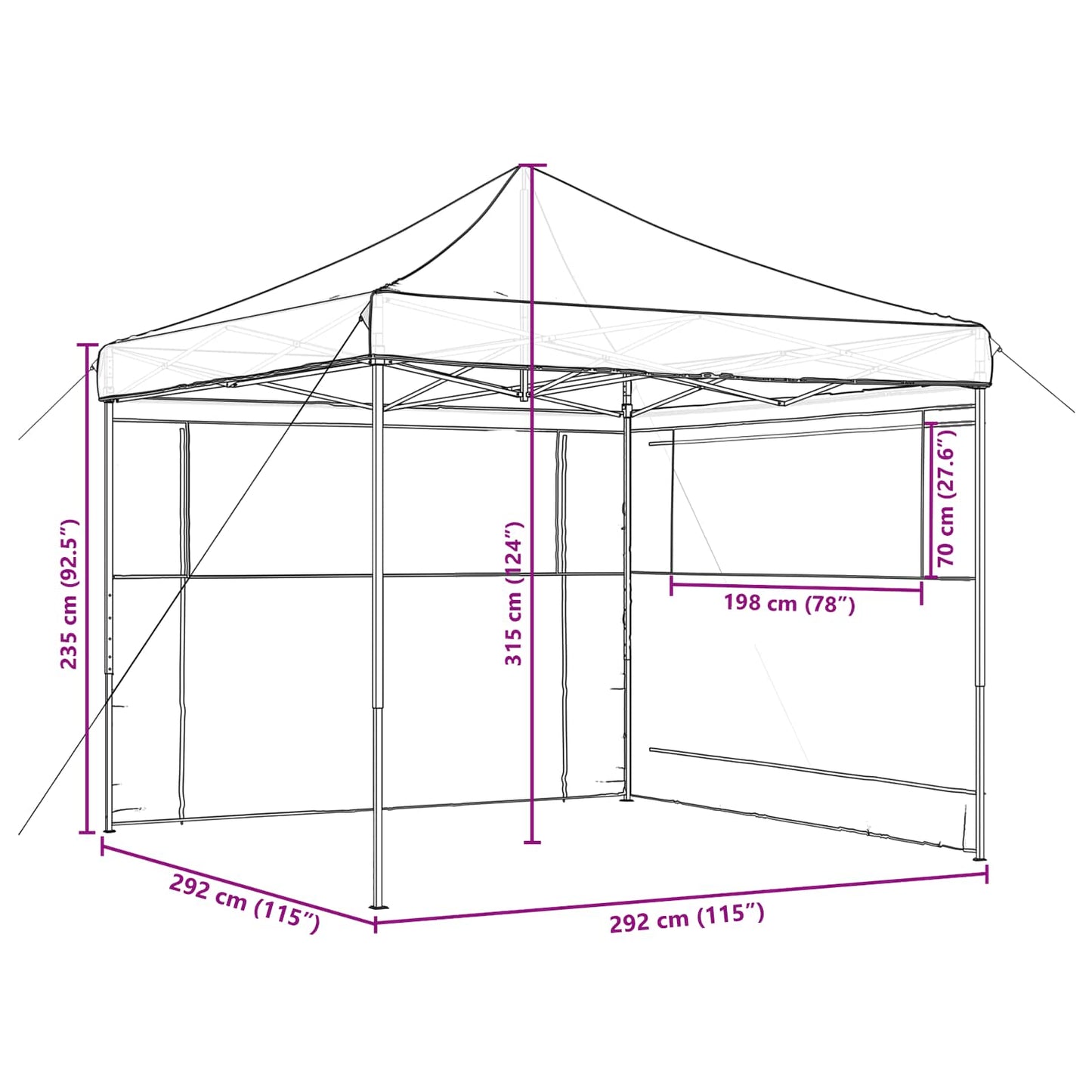 Party Tent 292 x 292 x 315 cm Brun Oxford stof