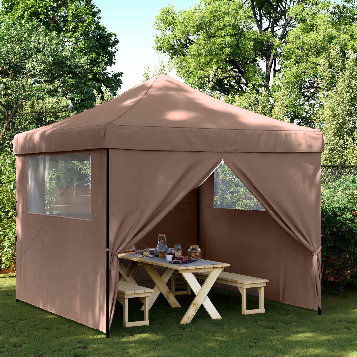 Party Tent 292 x 292 x 315 cm Brun Oxford stof