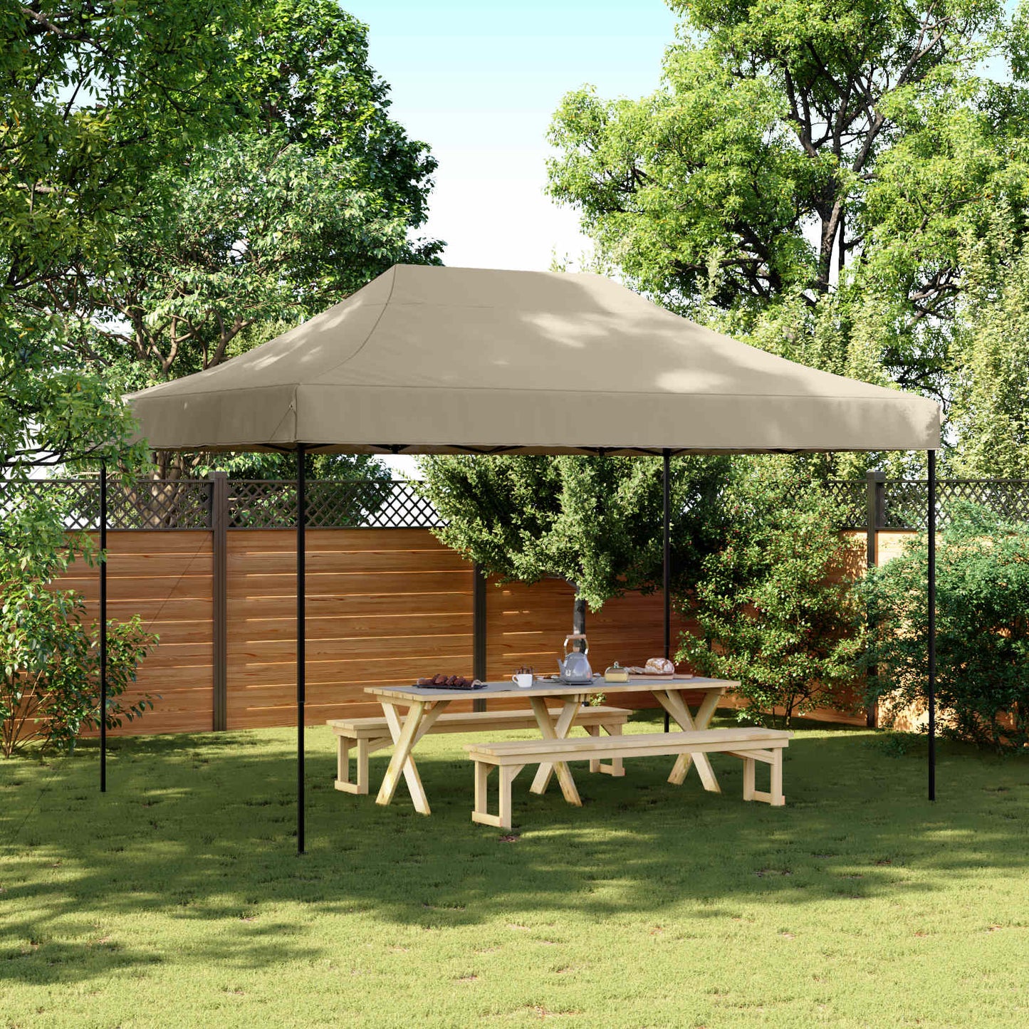 Party Tent 279 x 410 x 315 cm Gråbrun Oxford stof
