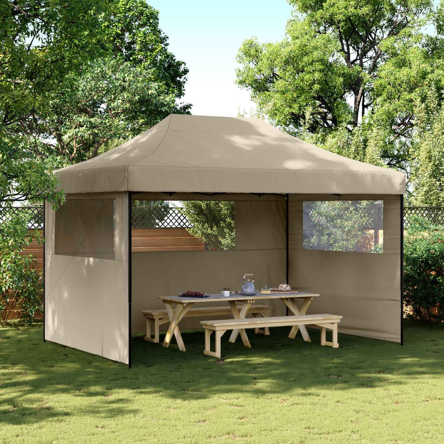 Party Tent 279 x 410 x 315 cm Gråbrun Oxford stof