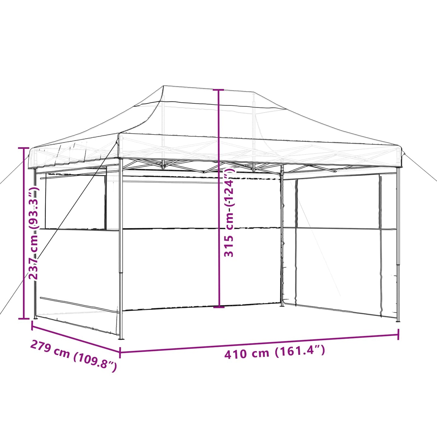 Party Tent 279 x 410 x 315 cm Gråbrun Oxford stof