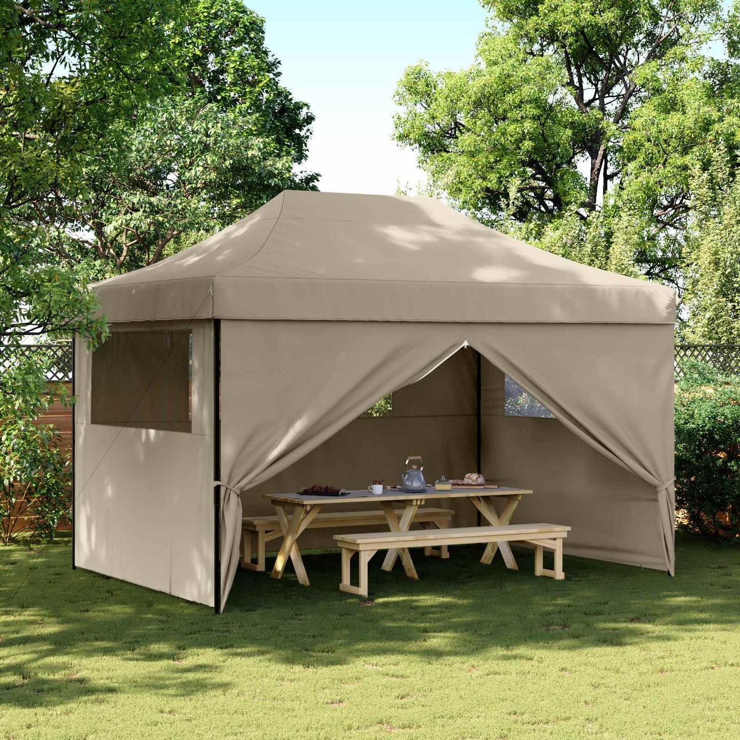 Party Tent 279 x 410 x 315 cm Gråbrun Oxford stof