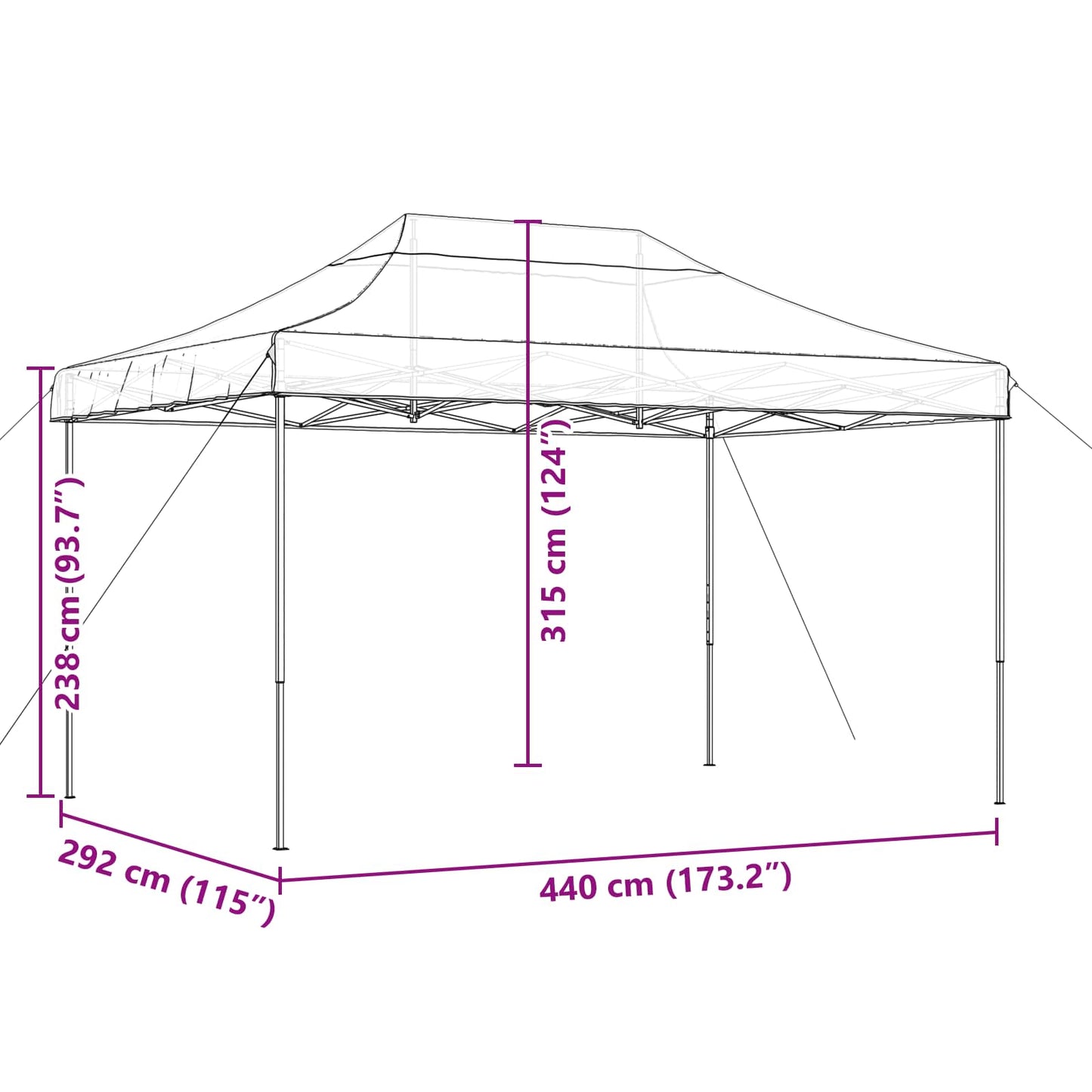 Party Tent 292 x 440 x 315 cm Beige Oxford stof