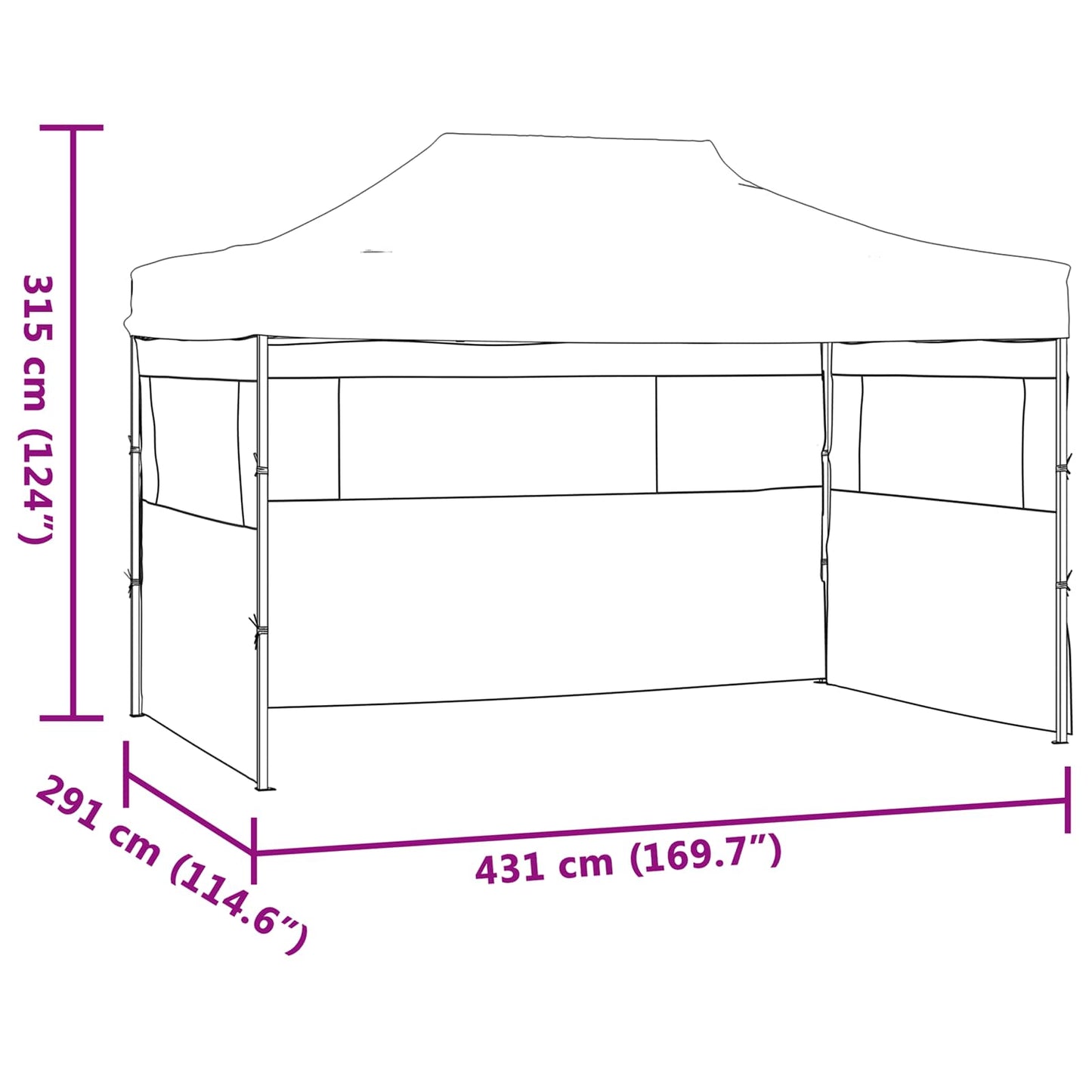 Party Tent 291 x 431 x 315 cm Blå Oxford stof