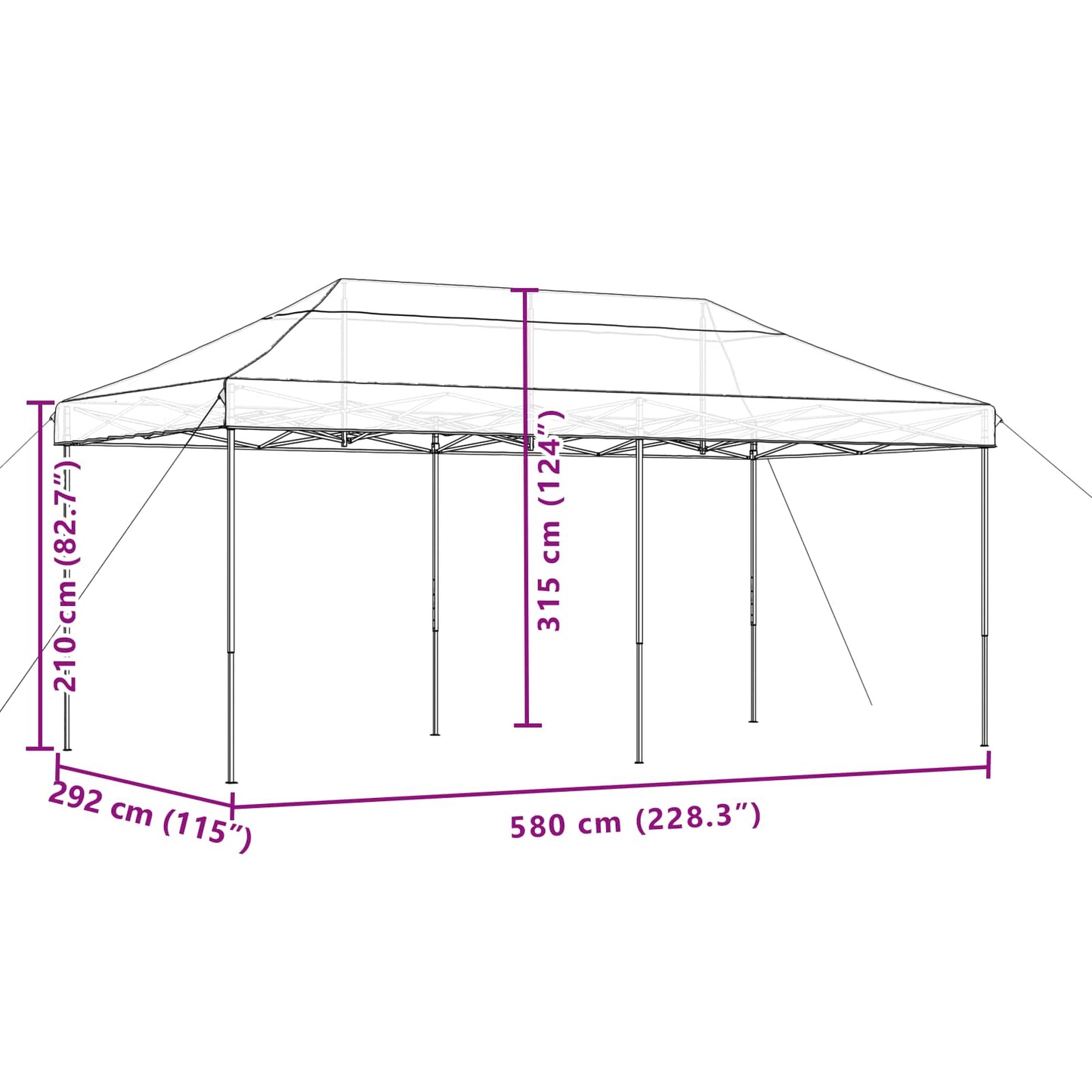 Party Tent 292 x 580 x 315 cm Beige Oxford stof
