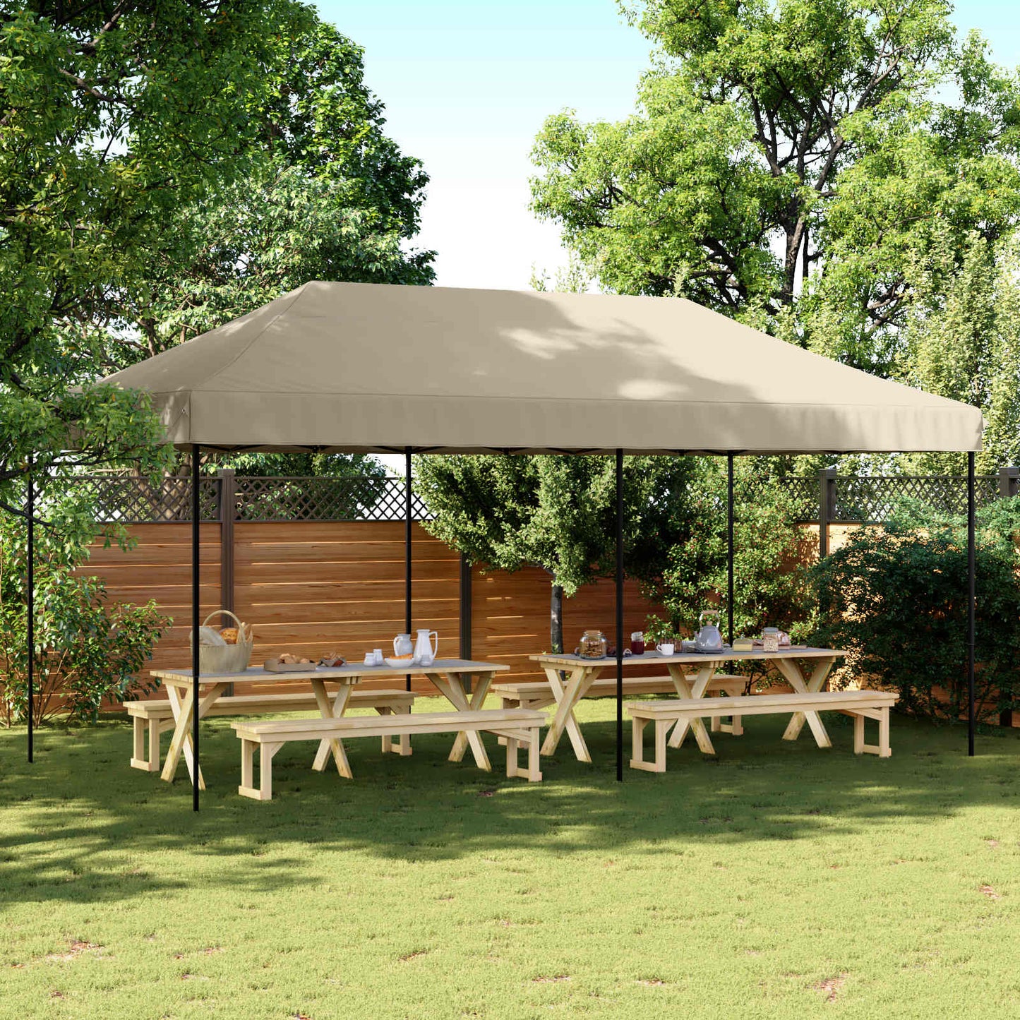 Party Tent 292 x 580 x 315 cm Gråbrun Oxford stof