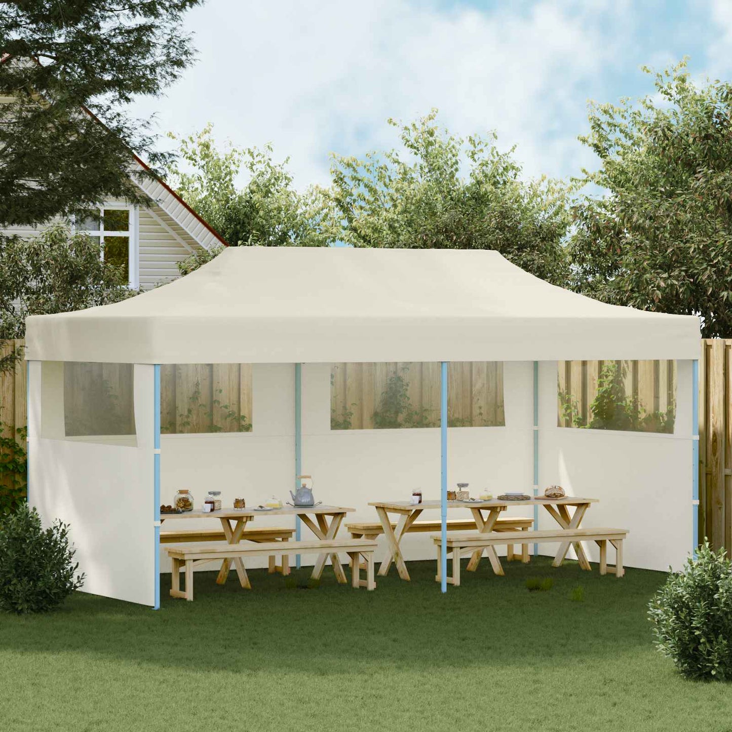 Party Tent 291 x 580 x 315 cm Cremefarvet Oxford stof
