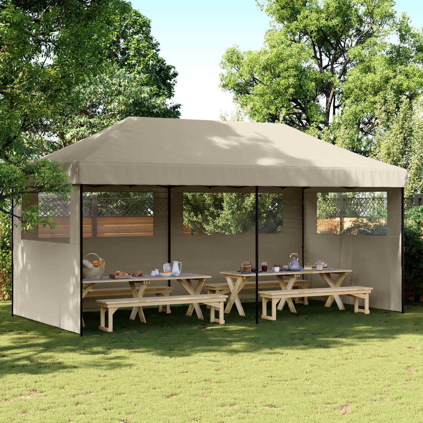 Party Tent 292 x 580 x 315 cm Gråbrun Oxford stof