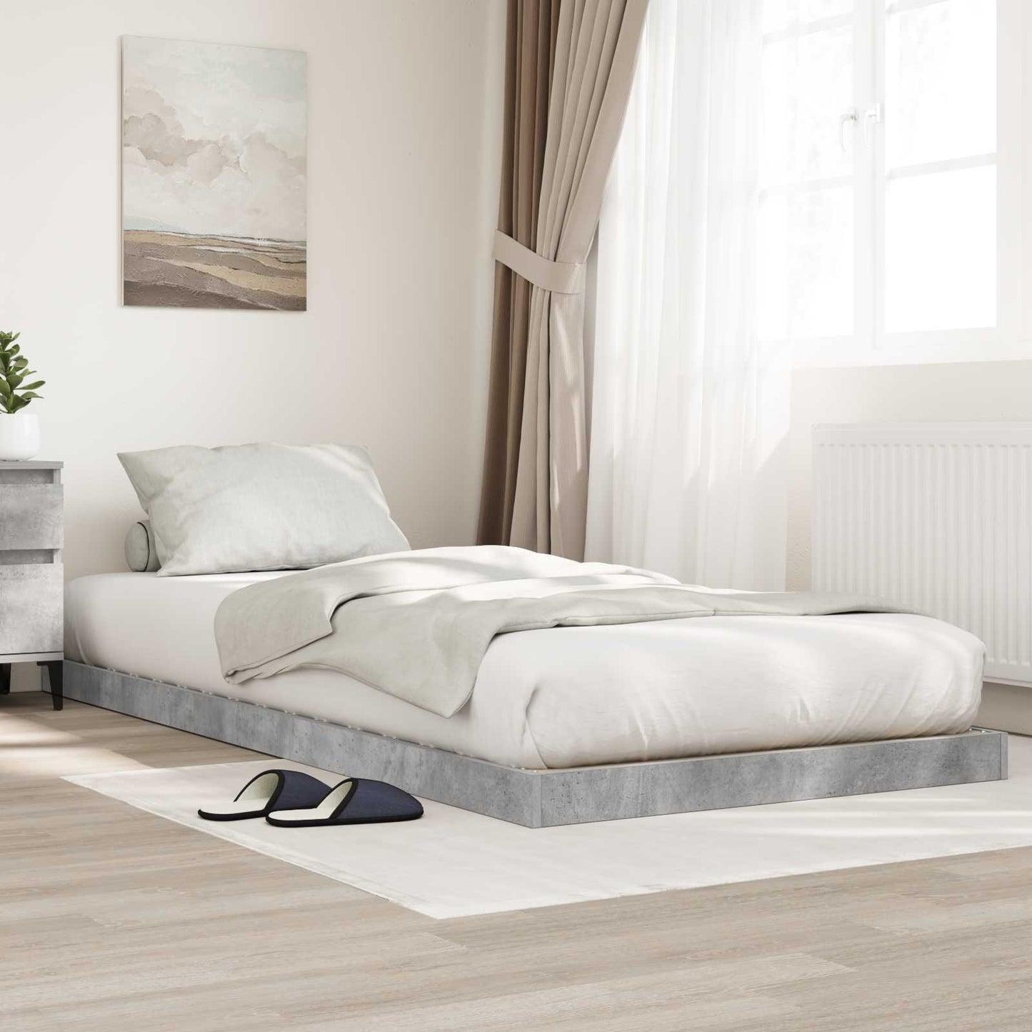 Gulv seng ramme Beton Grå 75 x 190 cm Konstrueret træ