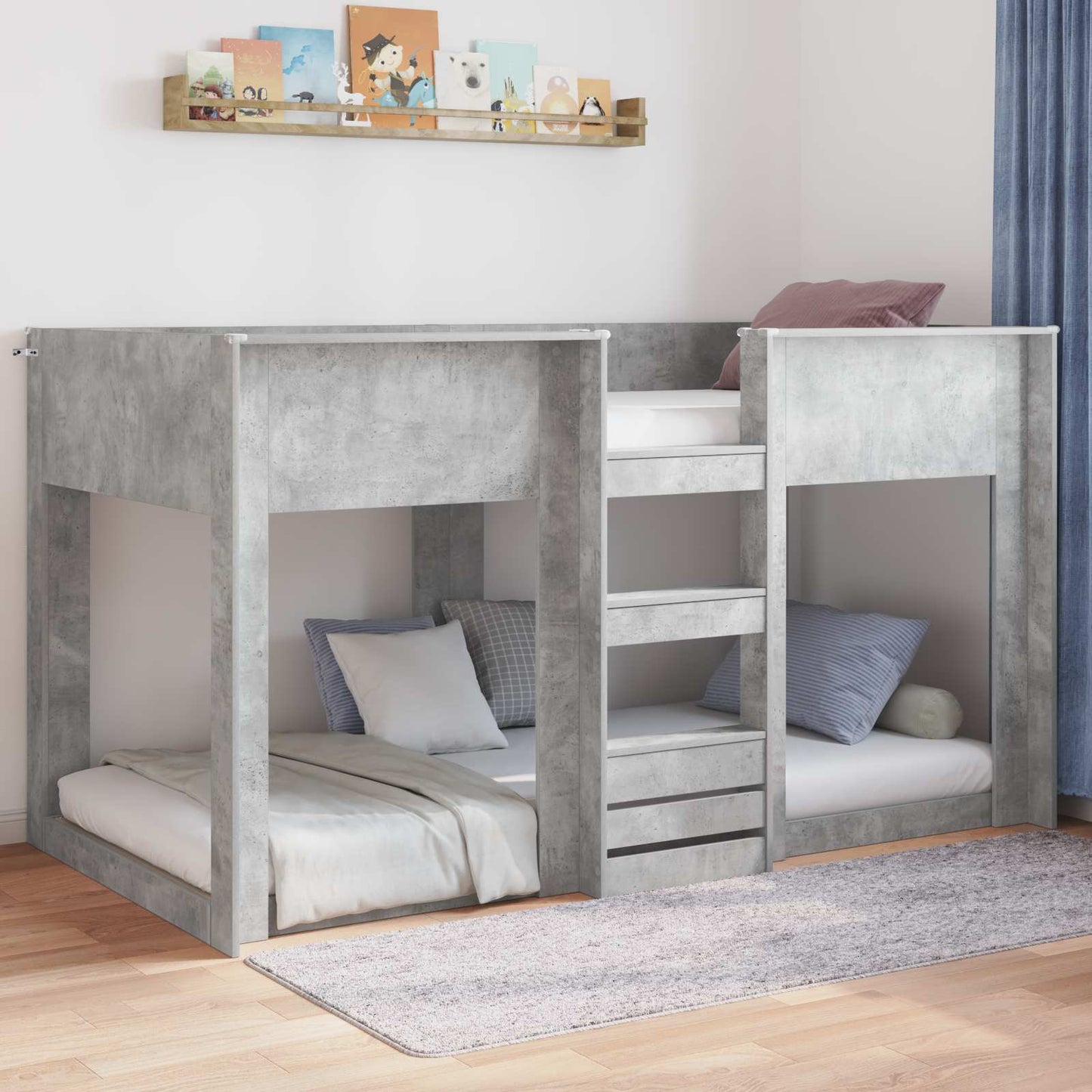 Gulv seng ramme Beton Grå 80 x 200 cm Konstrueret træ
