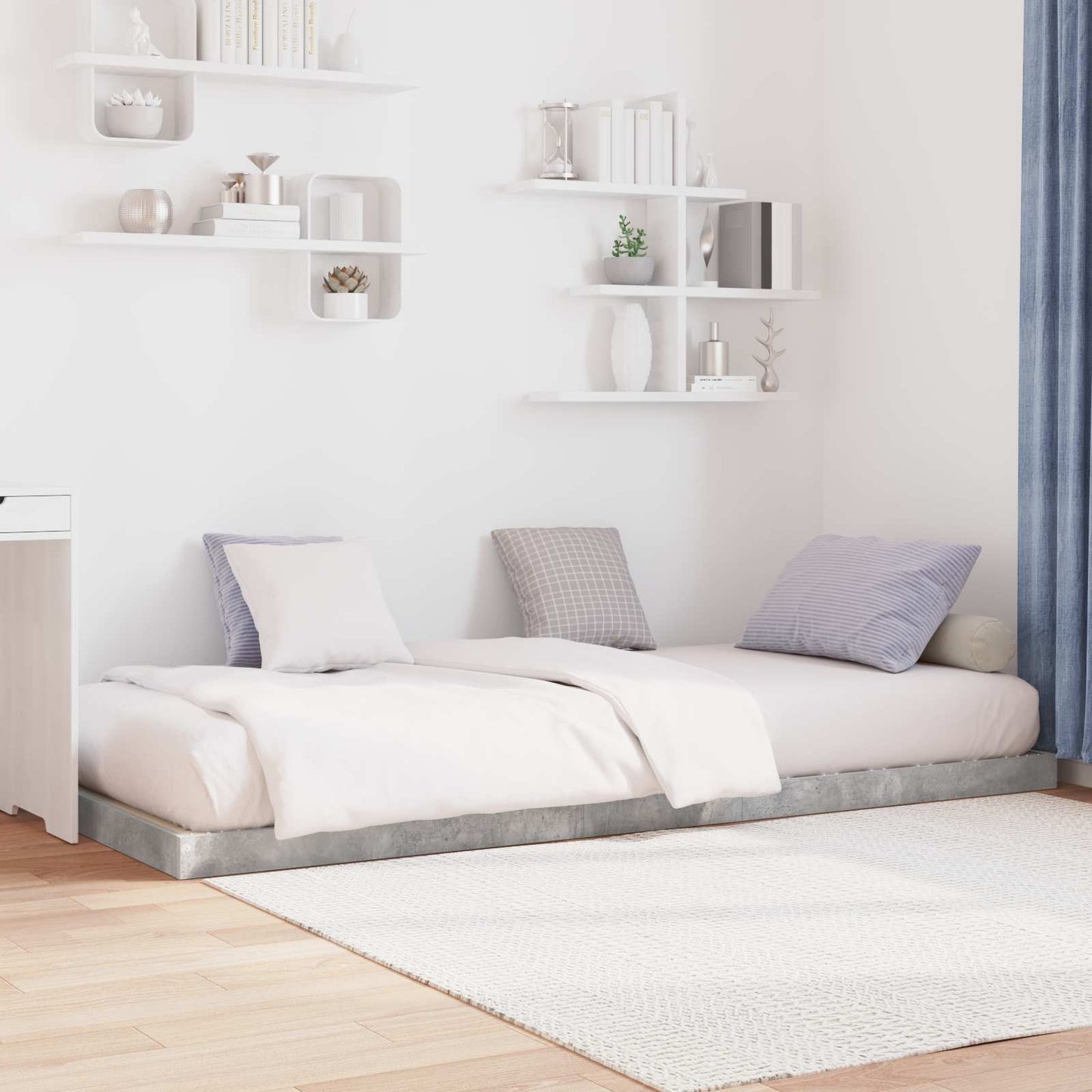 Gulv seng ramme Beton Grå 100 x 200 cm Konstrueret træ