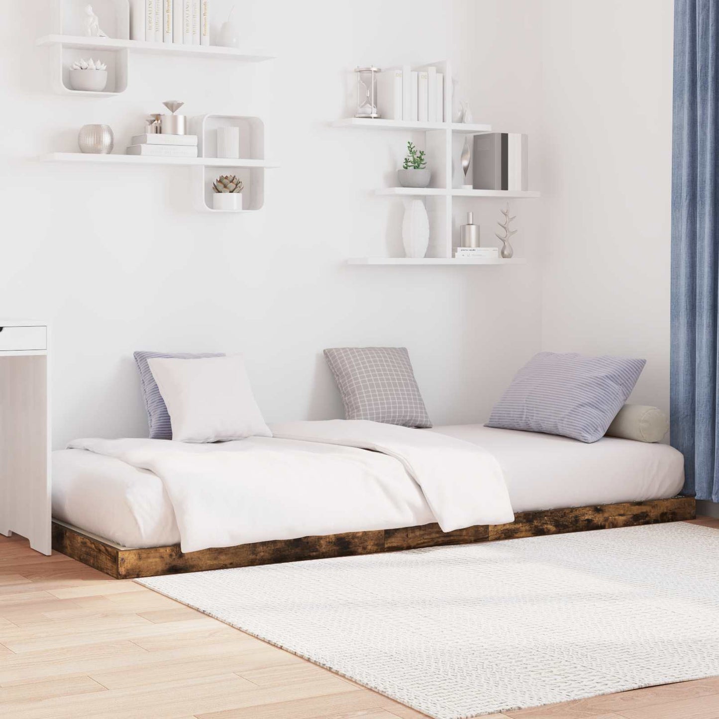 Gulv seng ramme Røget eg 100 x 200 cm Konstrueret træ
