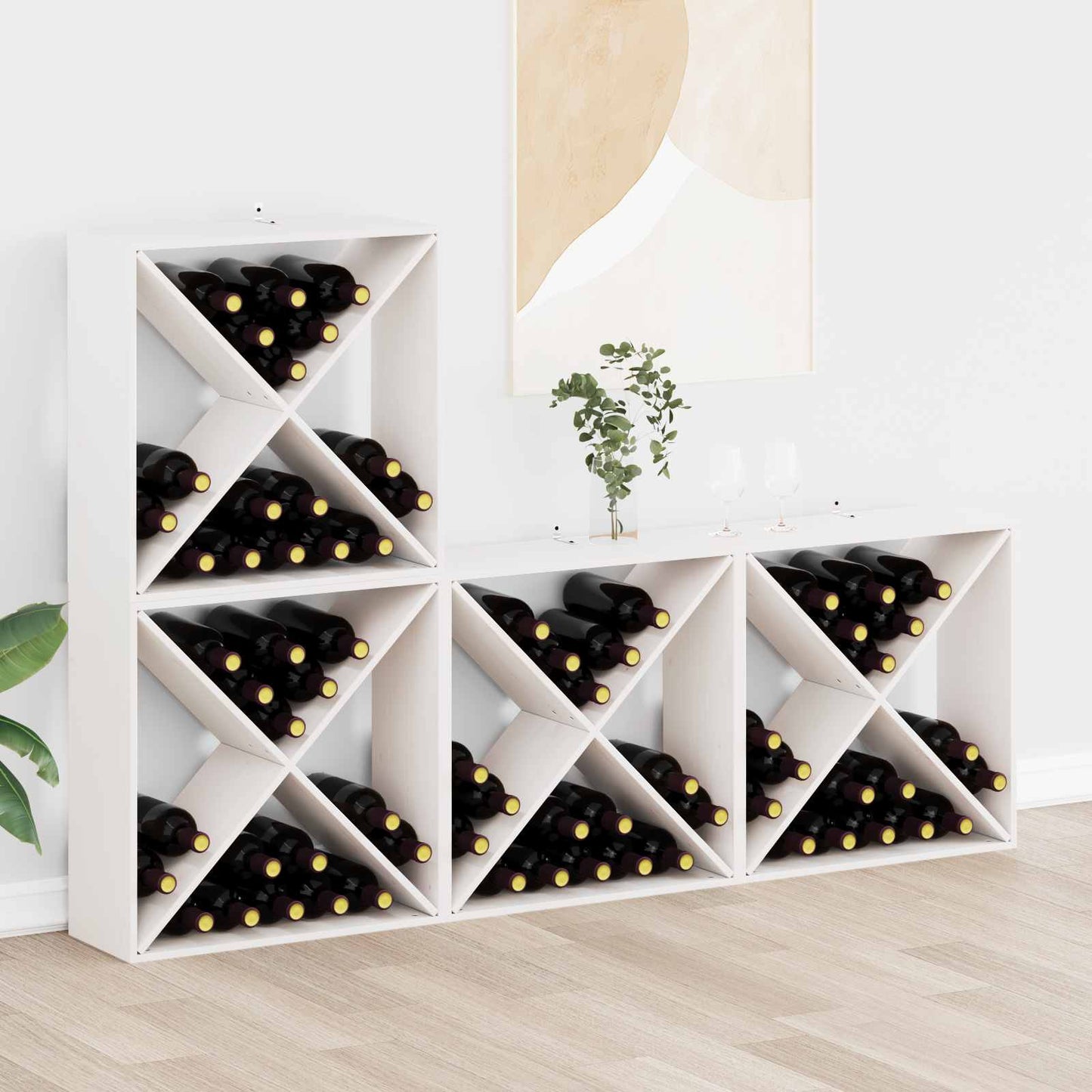 Vinfad 4 pcs Hvid 62 x 25 x 62 cm Massiv fyrretræ