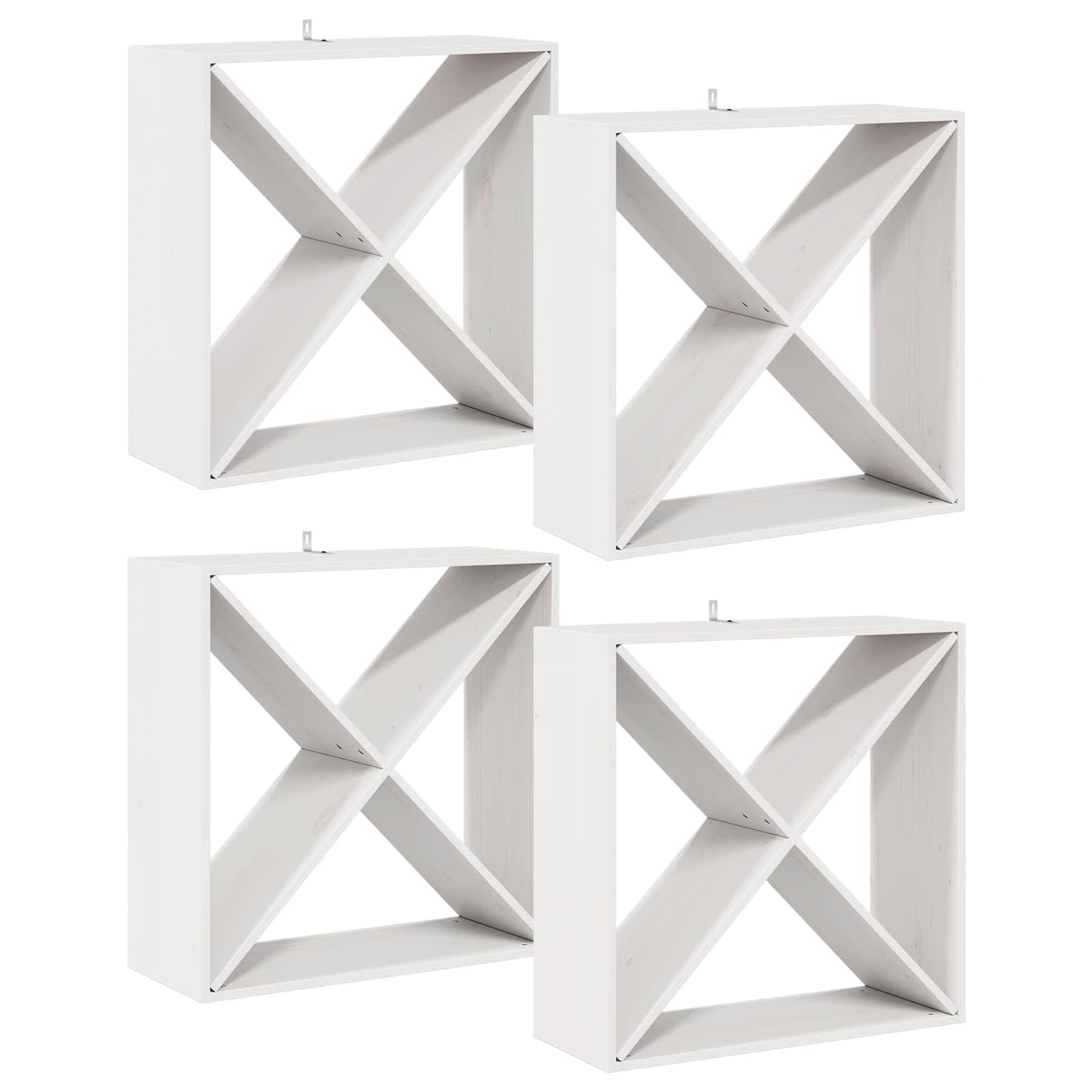 Vinfad 4 pcs Hvid 62 x 25 x 62 cm Massiv fyrretræ
