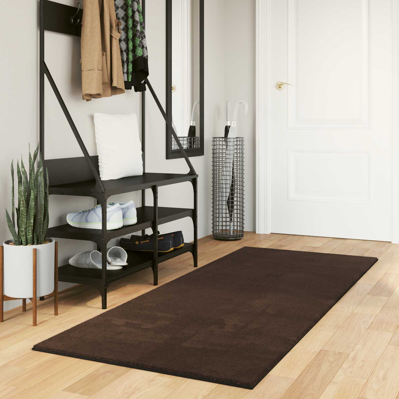 Medium luv blød og vaskbar tæppe HUARTE Brun 200 x 80 cm billede