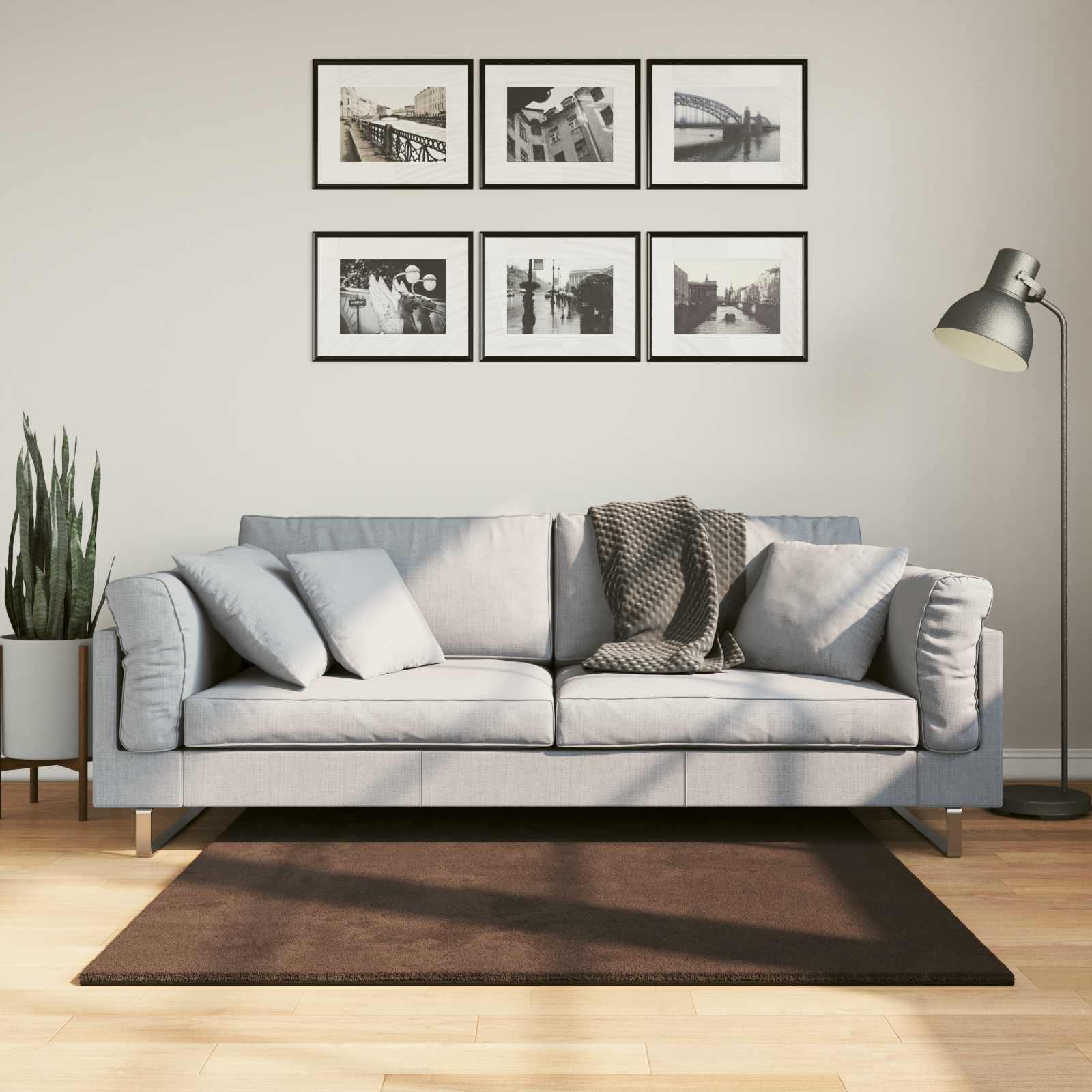 Medium luv blød og vaskbar tæppe HUARTE Brun 120 x 120 cm billede