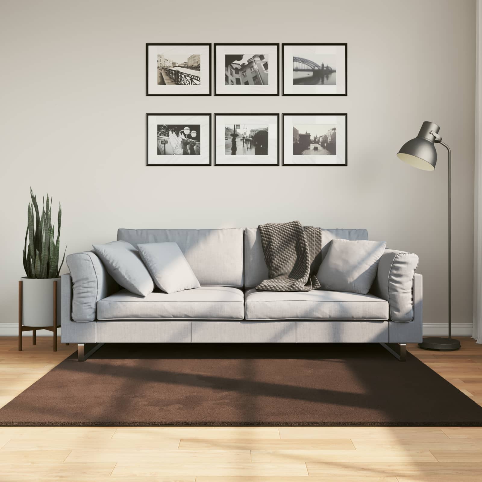 Medium luv blød og vaskbar tæppe HUARTE Brun 160 x 160 cm billede