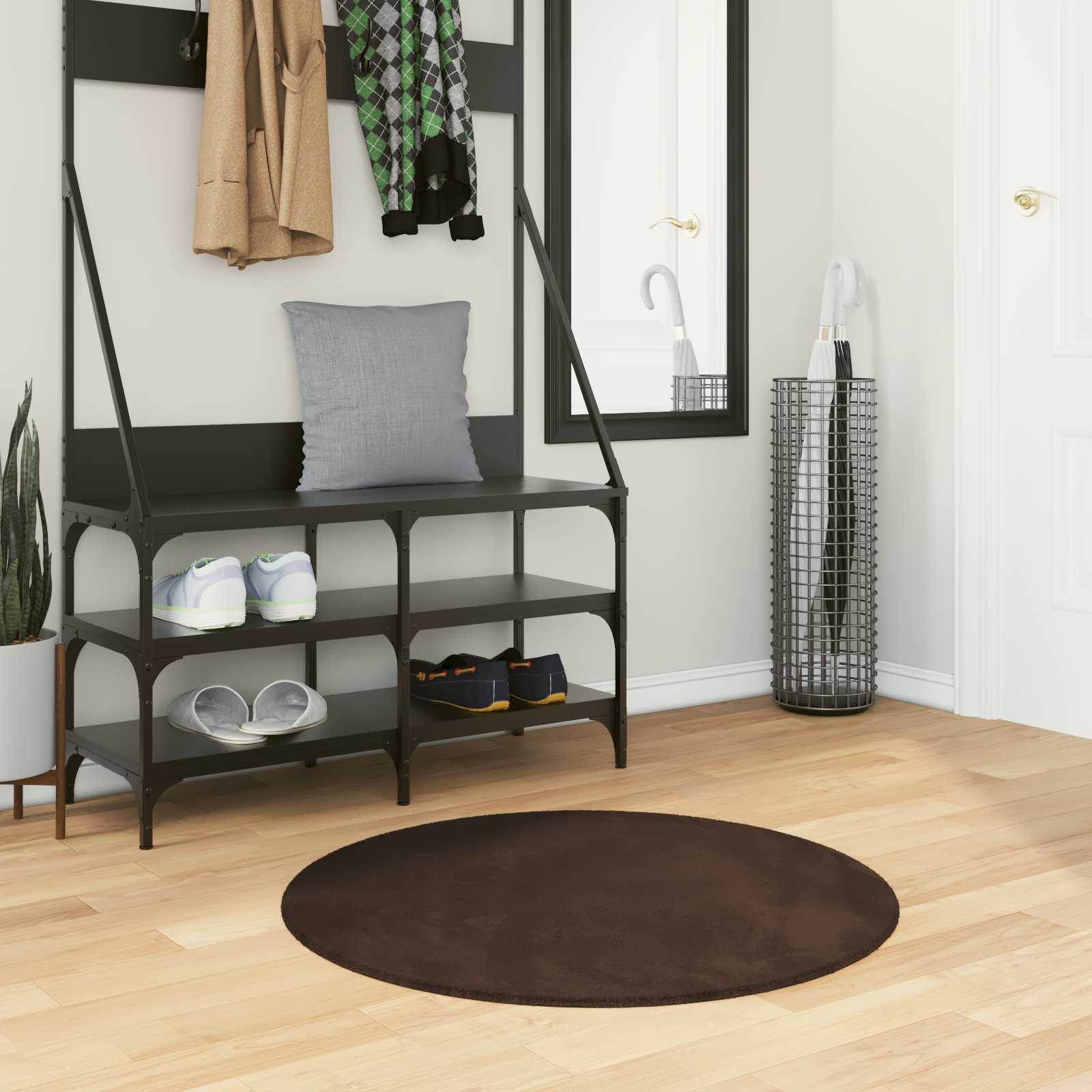 Medium luv blød og vaskbar tæppe HUARTE Brun Ø 80 CM Polyester billede
