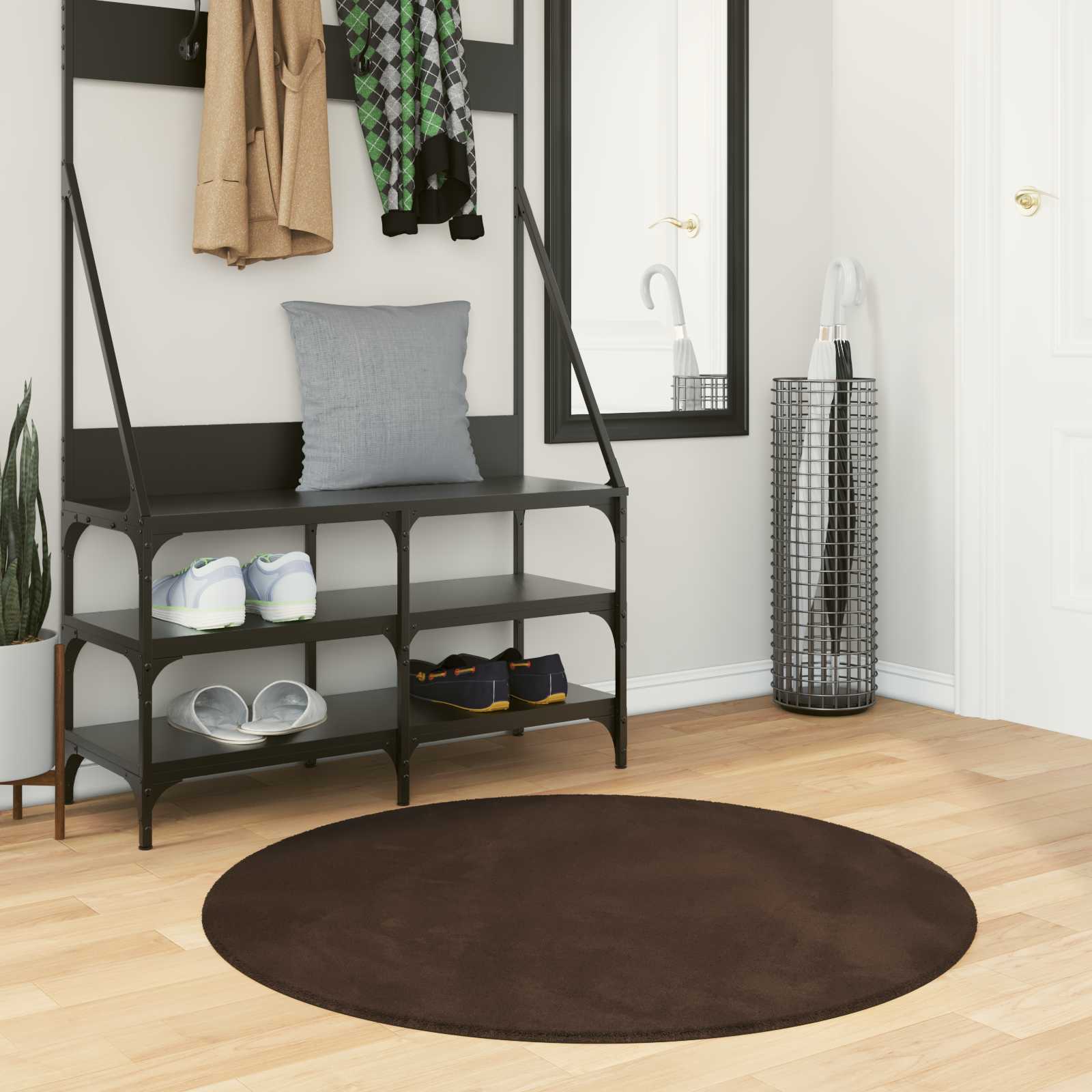 Medium luv blød og vaskbar tæppe HUARTE Brun Ø 100 CM Polyester billede