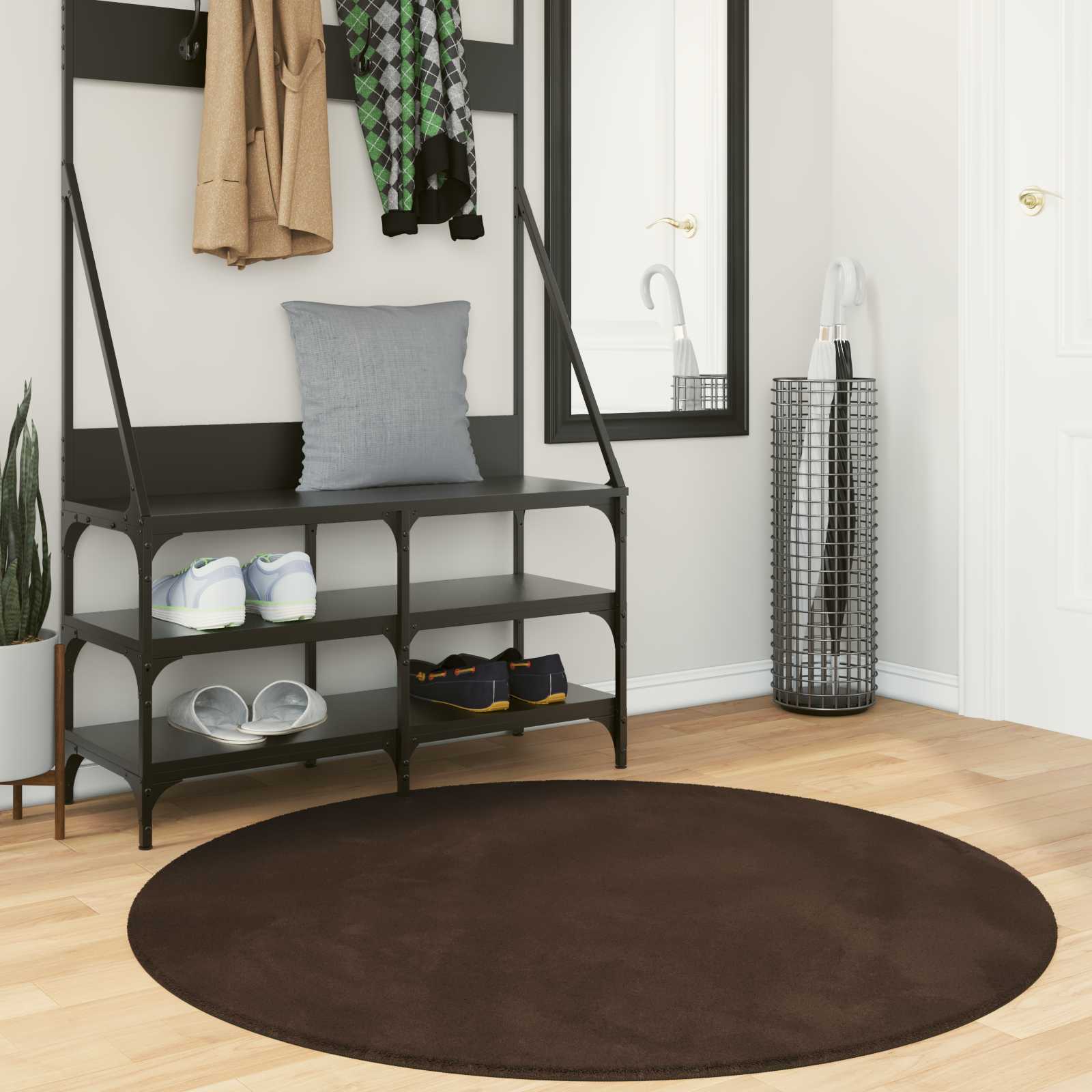 Medium luv blød og vaskbar tæppe HUARTE Brun Ø 120 CM Polyester billede