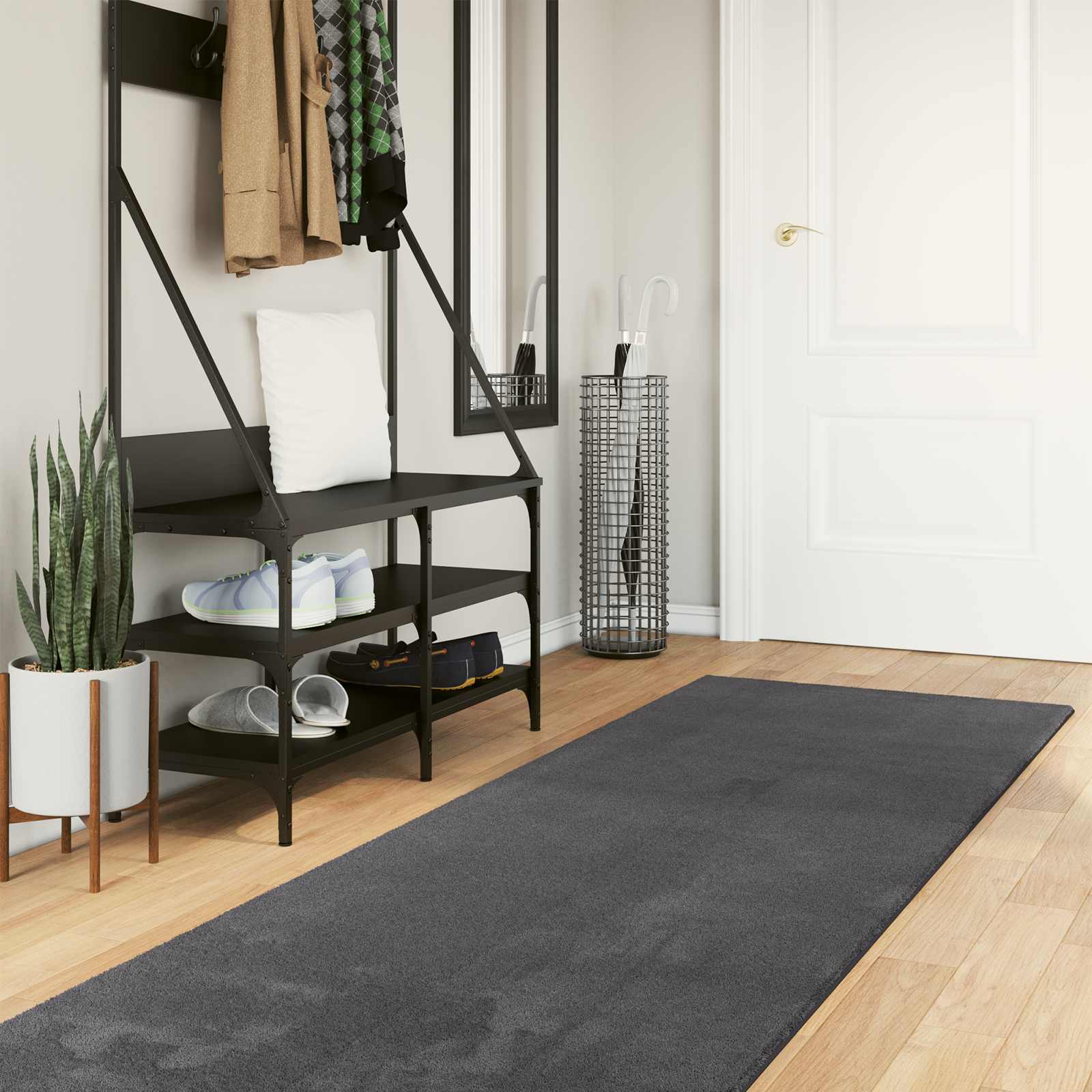 Medium luv blød og vaskbar tæppe HUARTE Antracit 80 x 300 cm billede