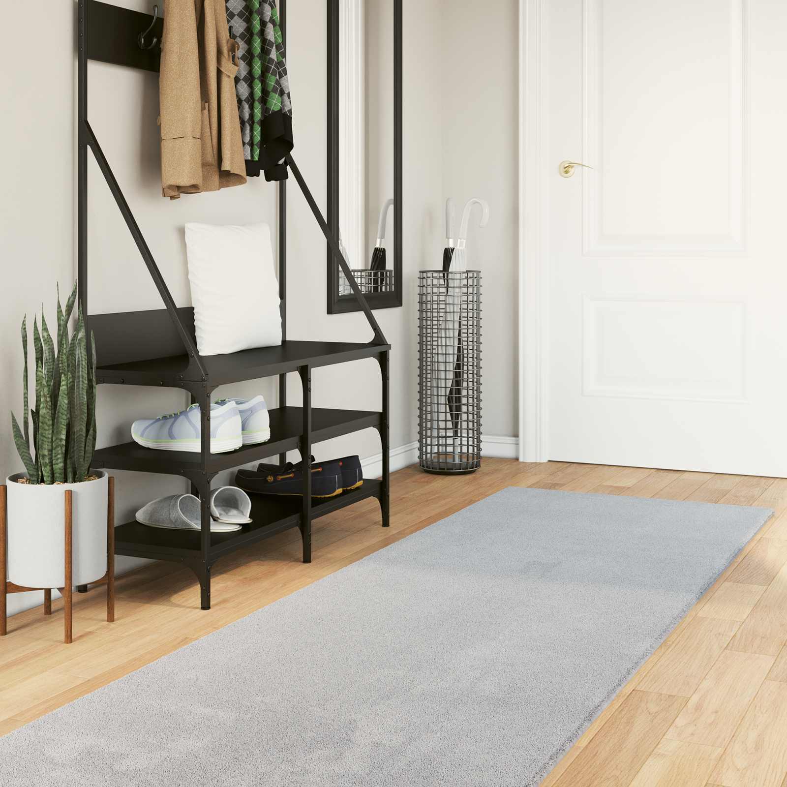 Medium luv blød og vaskbar tæppe HUARTE Grå 80 x 300 cm billede
