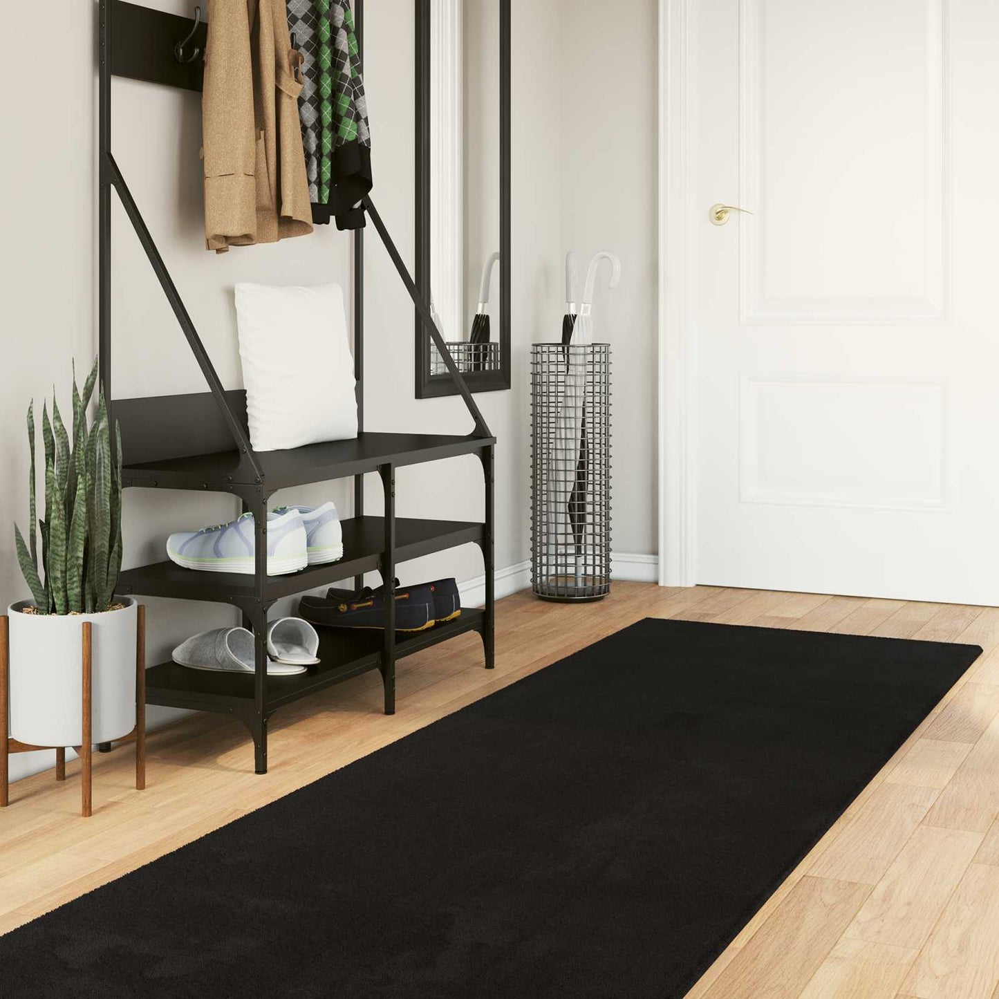 Medium luv blød og vaskbar tæppe HUARTE Sort 500 x 80 cm