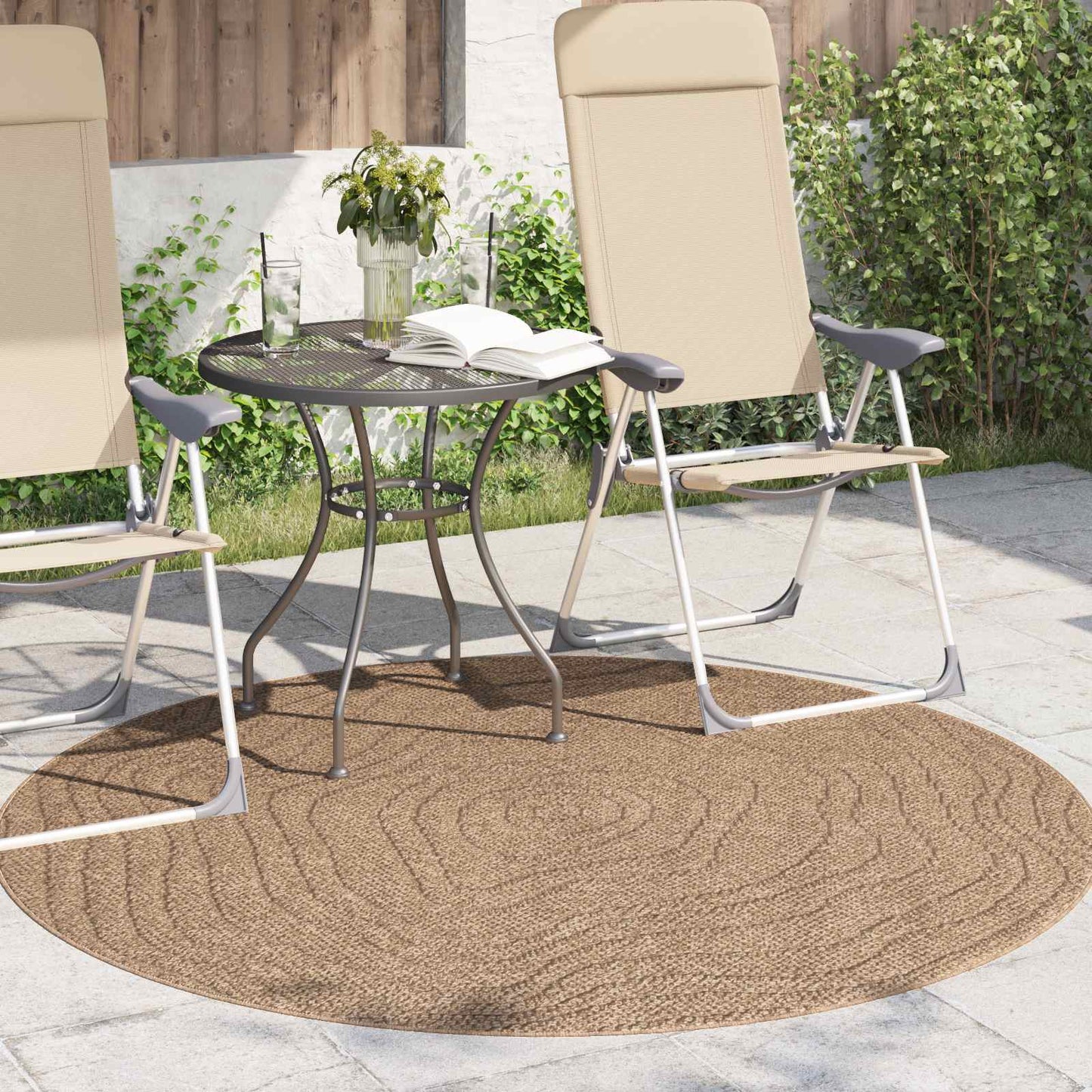 Områdetæpper Rund Moiré AGIRA Naturfarvet Ø 160 CM Polyester