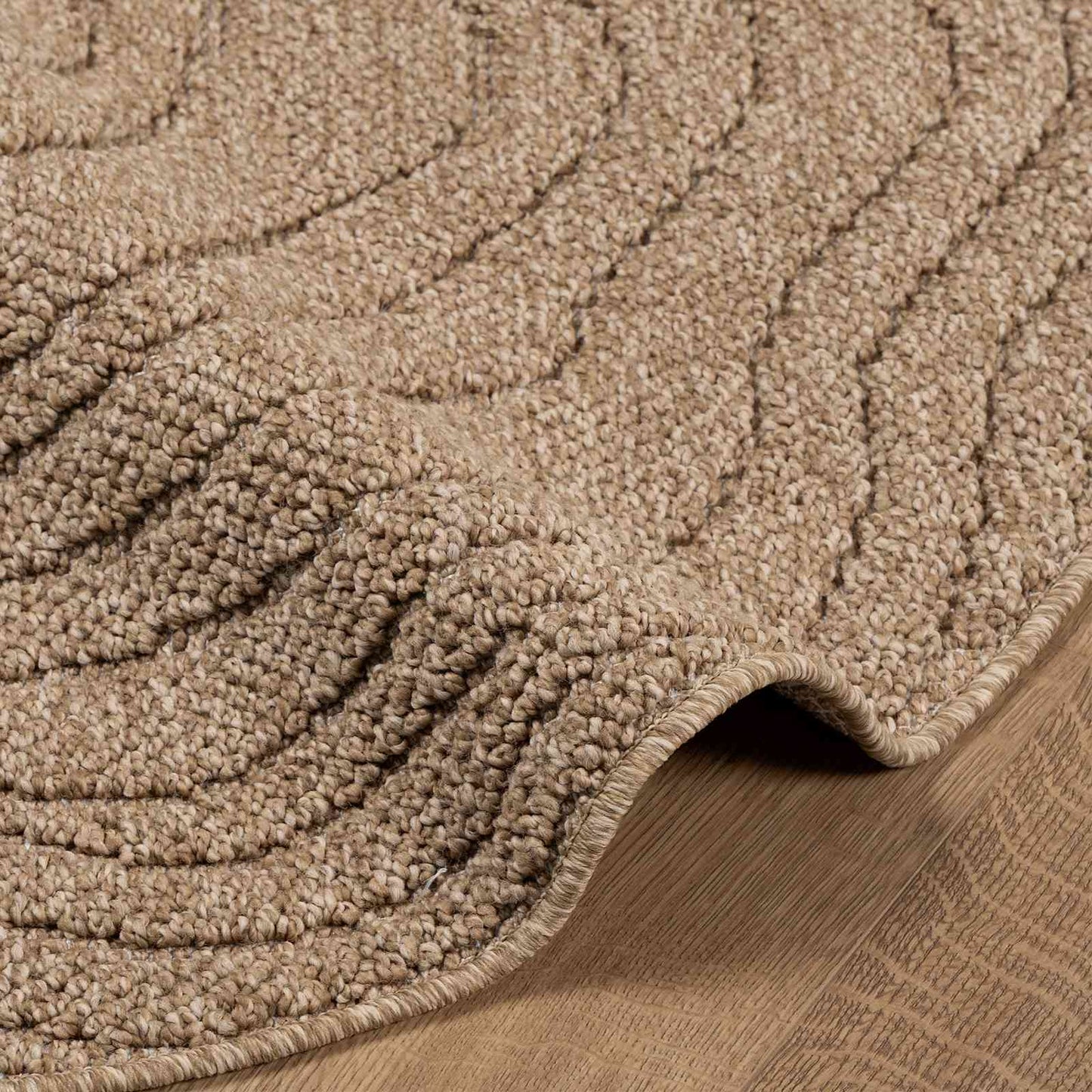 Områdetæpper Rund Moiré AGIRA Naturfarvet Ø 200 CM Polyester