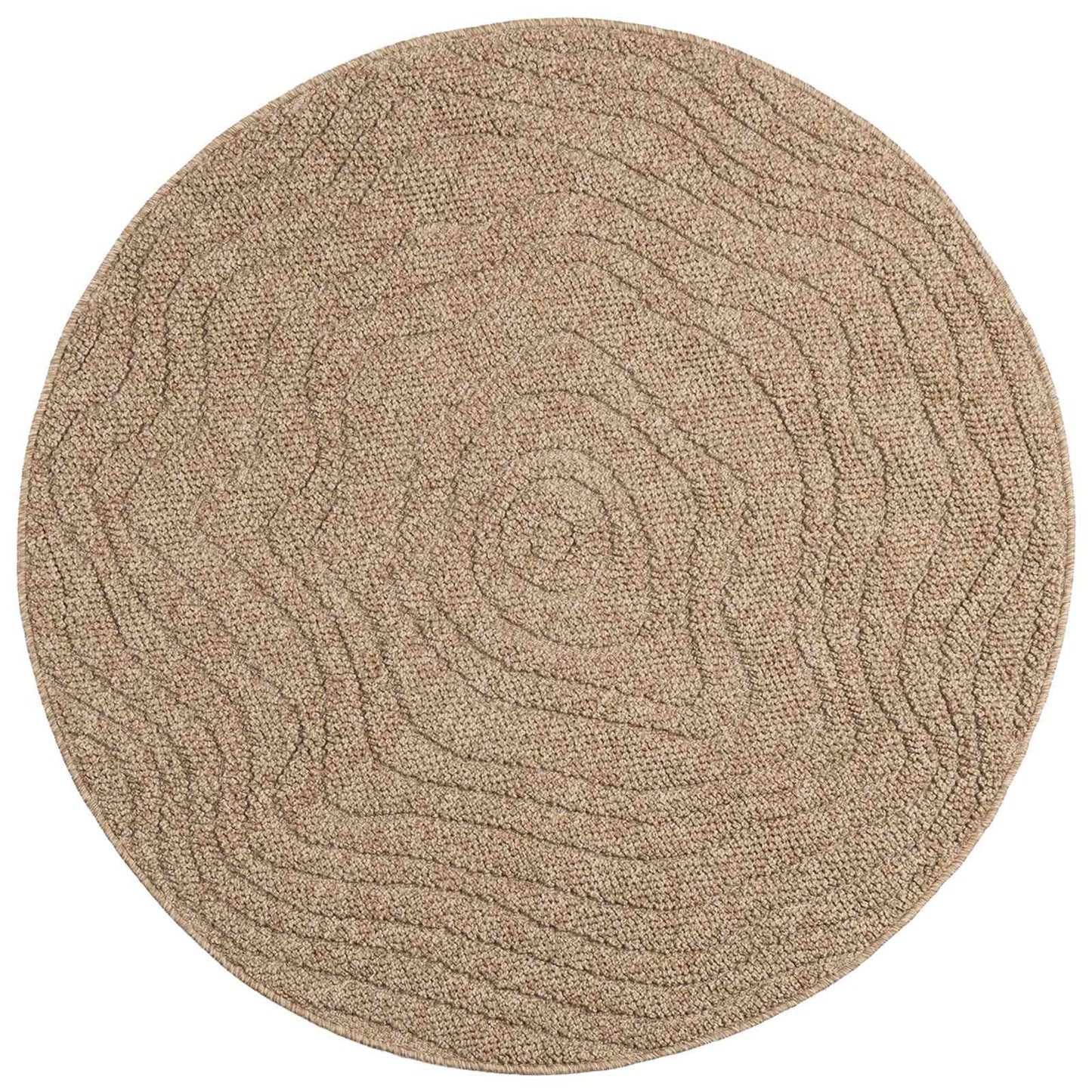 Områdetæpper Rund Moiré AGIRA Naturfarvet Ø 200 CM Polyester