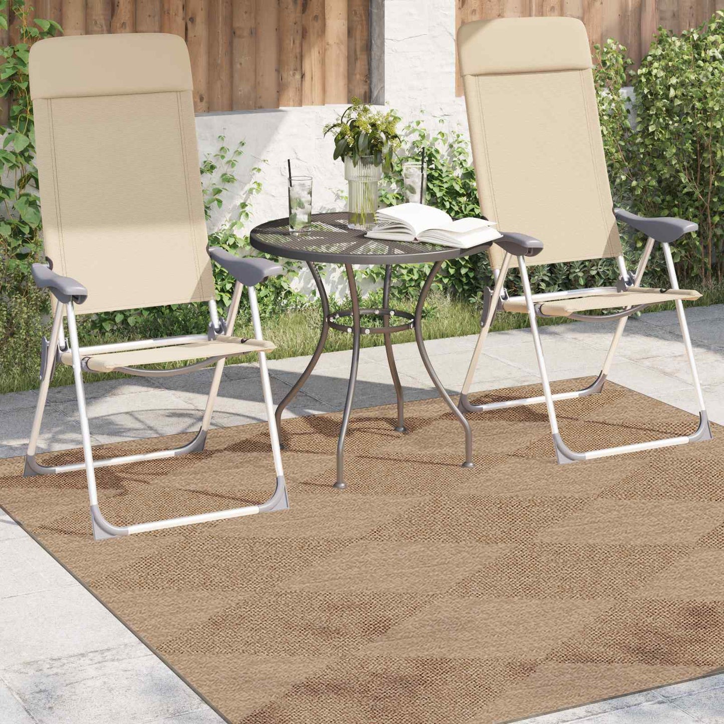 Områdetæpper Firkantet AGIRA Naturfarvet 120 x 120 cm Polyester