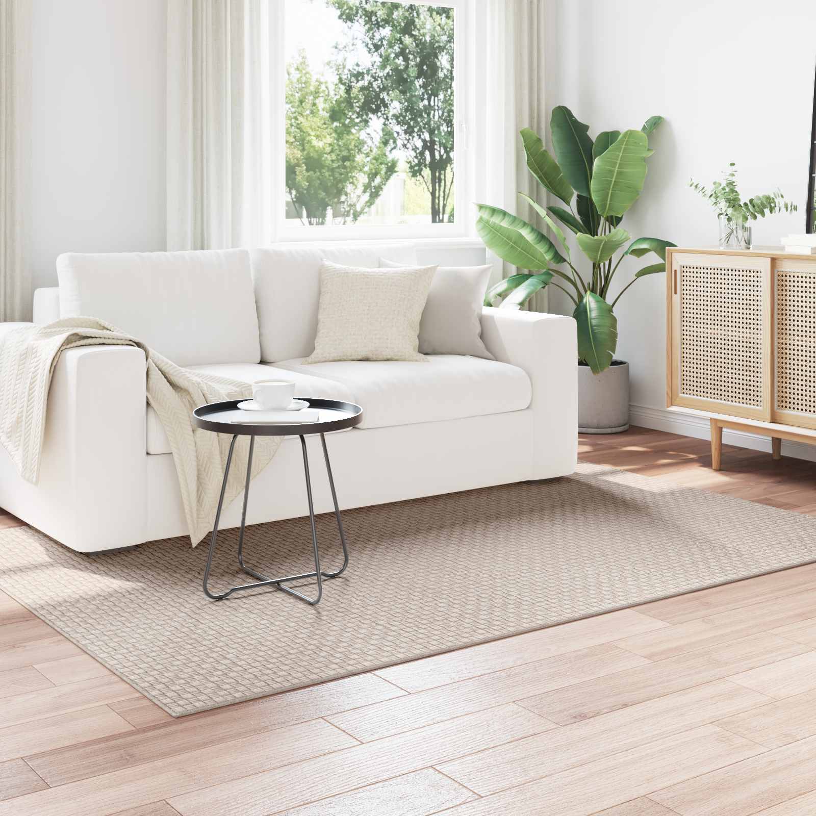 Områdetæpper Rektangulær FARO Creme 230 x 160 cm Polyester billede