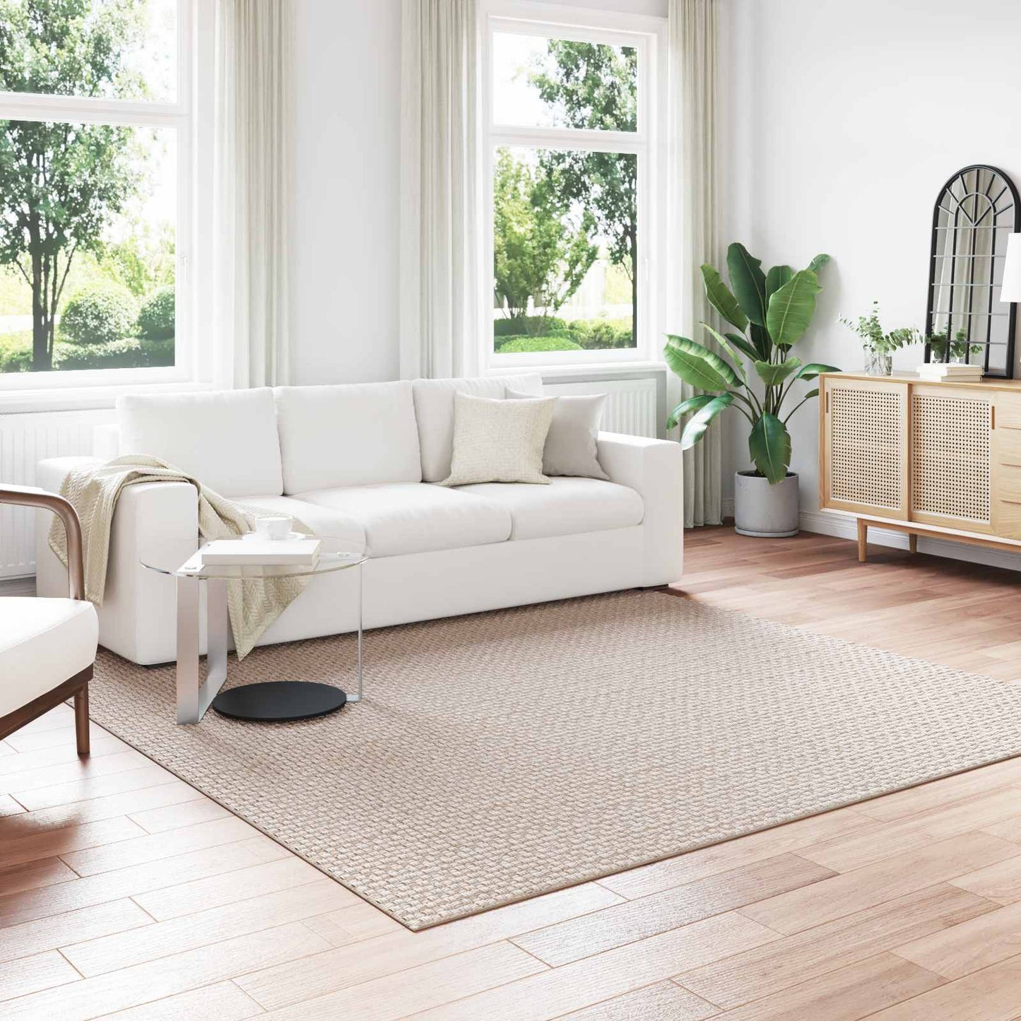 Områdetæpper Firkantet FARO Creme 240 x 240 cm Polyester
