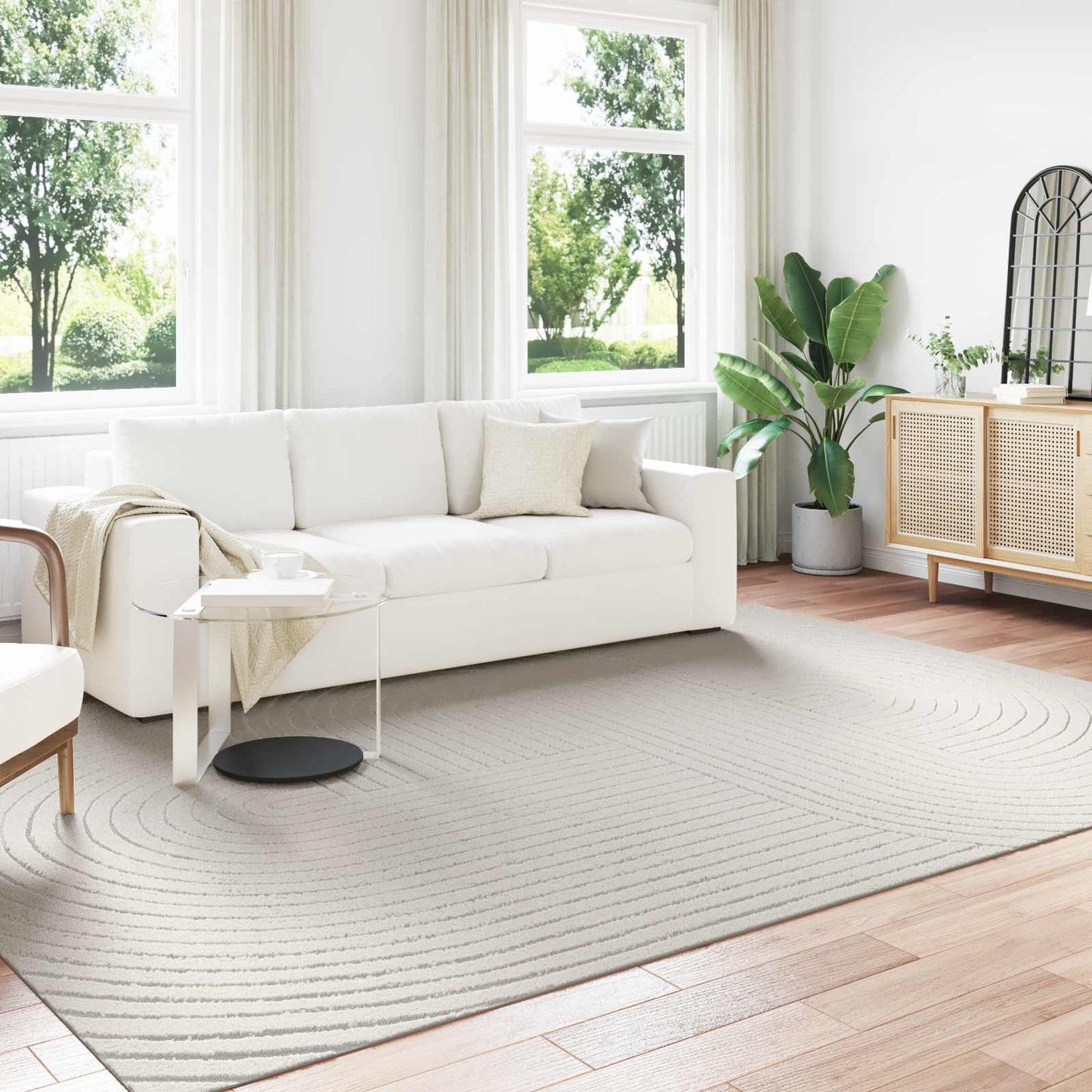 Områdetæpper Rektangulær PALMERAS Creme 340 x 240 cm Polyester