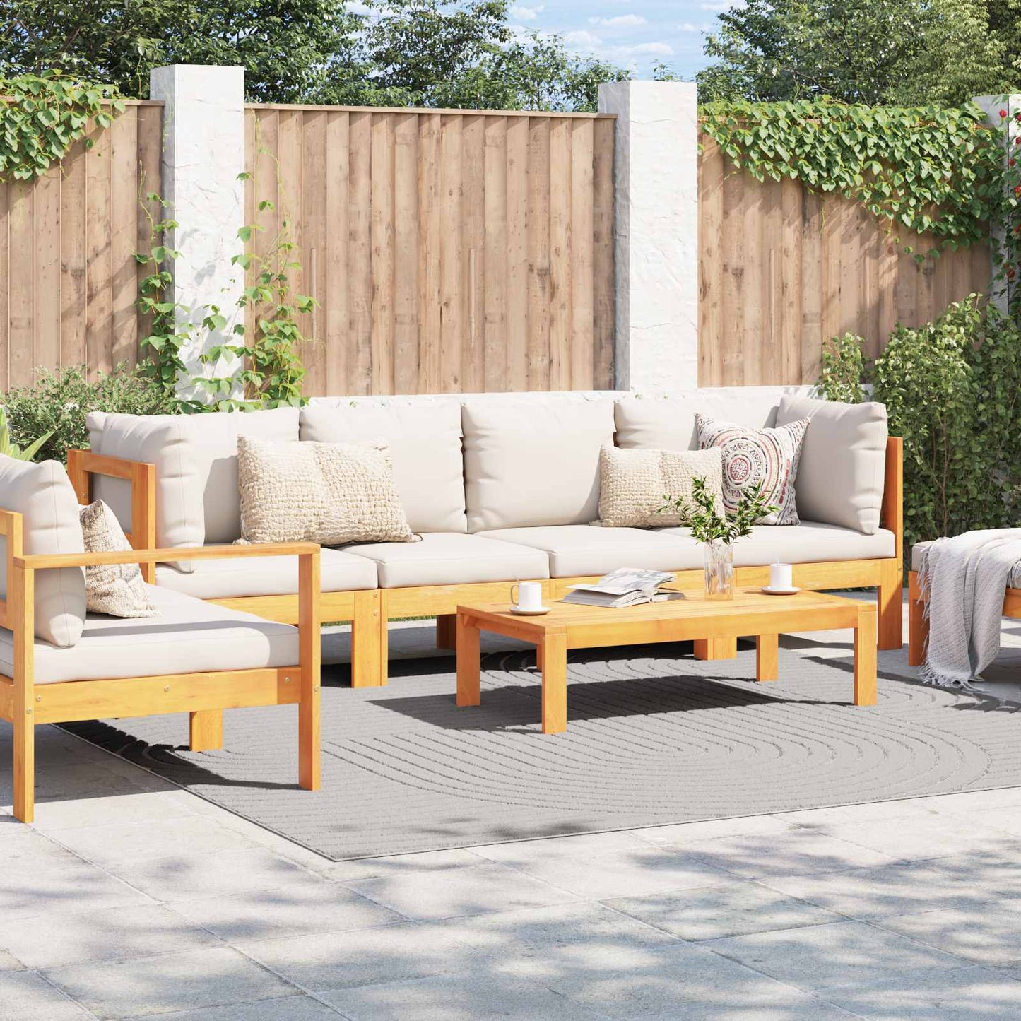 Områdetæpper Firkantet PALMERAS Creme 240 x 240 cm Polyester