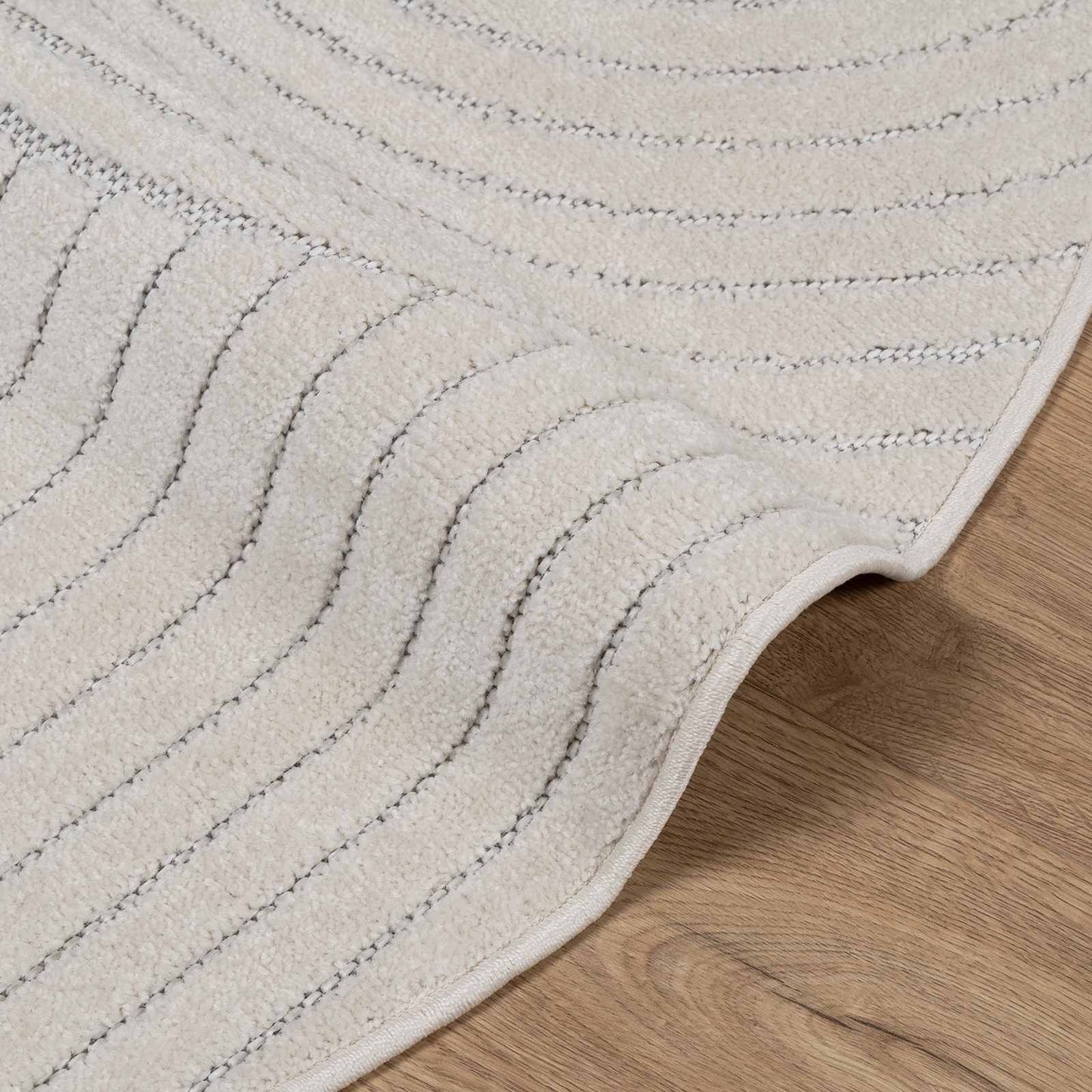 Områdetæpper Rund PALMERAS Creme Ø 120 CM Polyester
