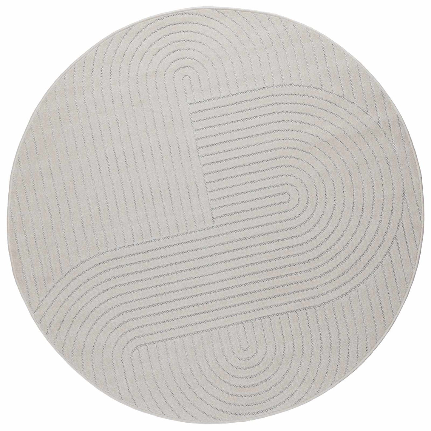 Områdetæpper Rund PALMERAS Creme Ø 120 CM Polyester