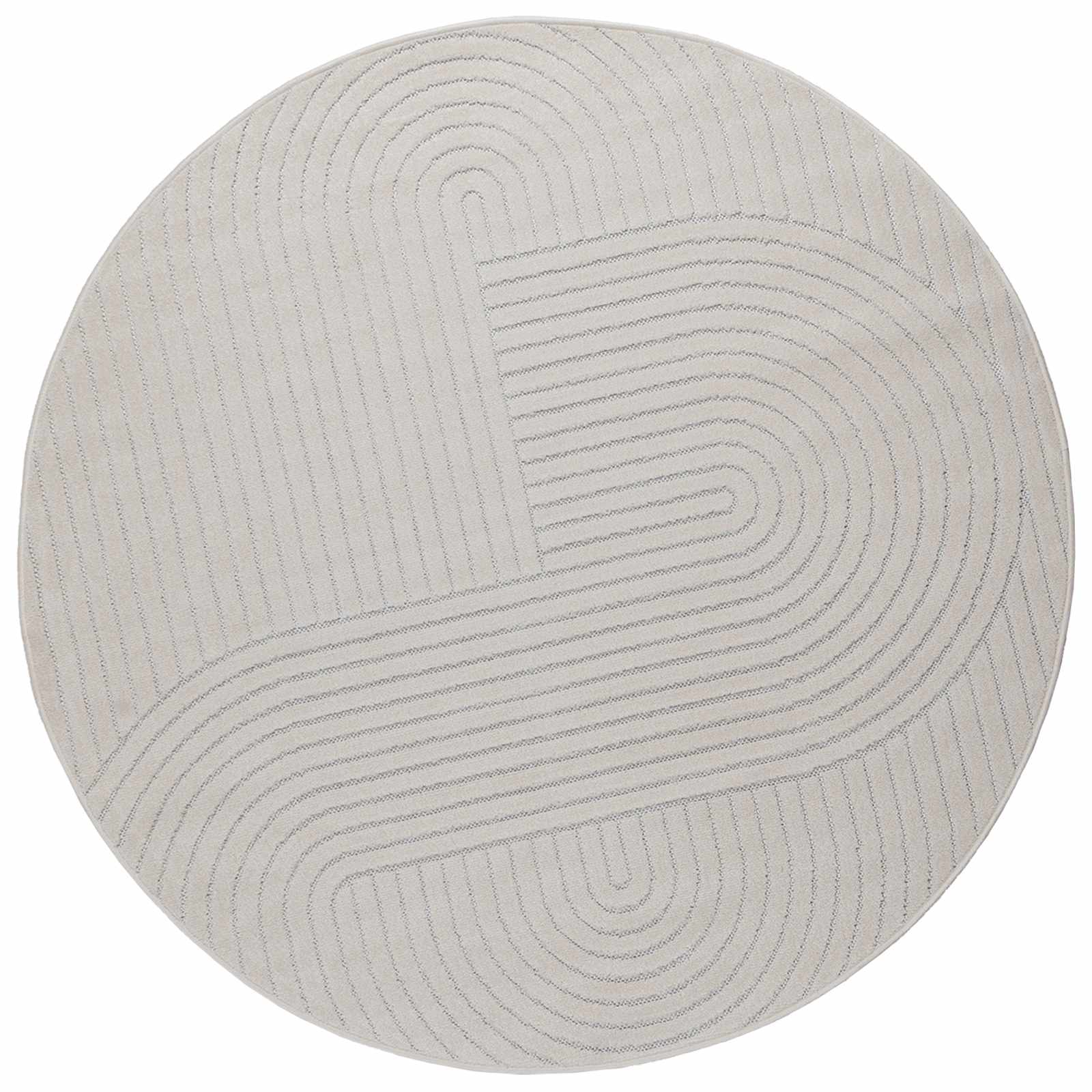 Områdetæpper Rund PALMERAS Creme Ø 160 CM Polyester billede