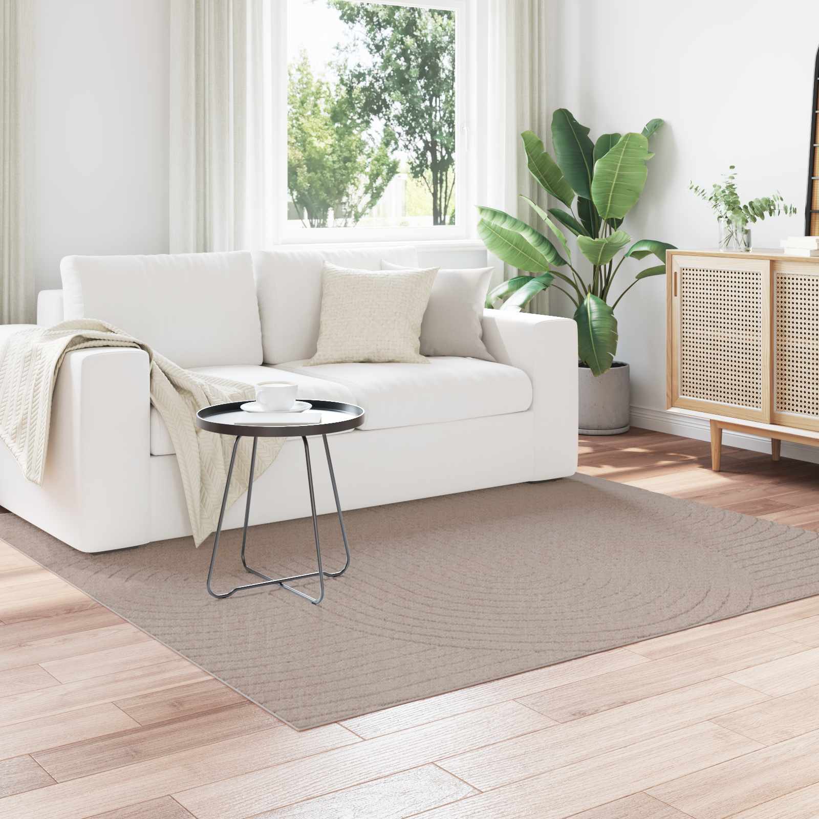 Områdetæpper Firkantet PALMERAS Beige 120 x 120 cm Polyester billede
